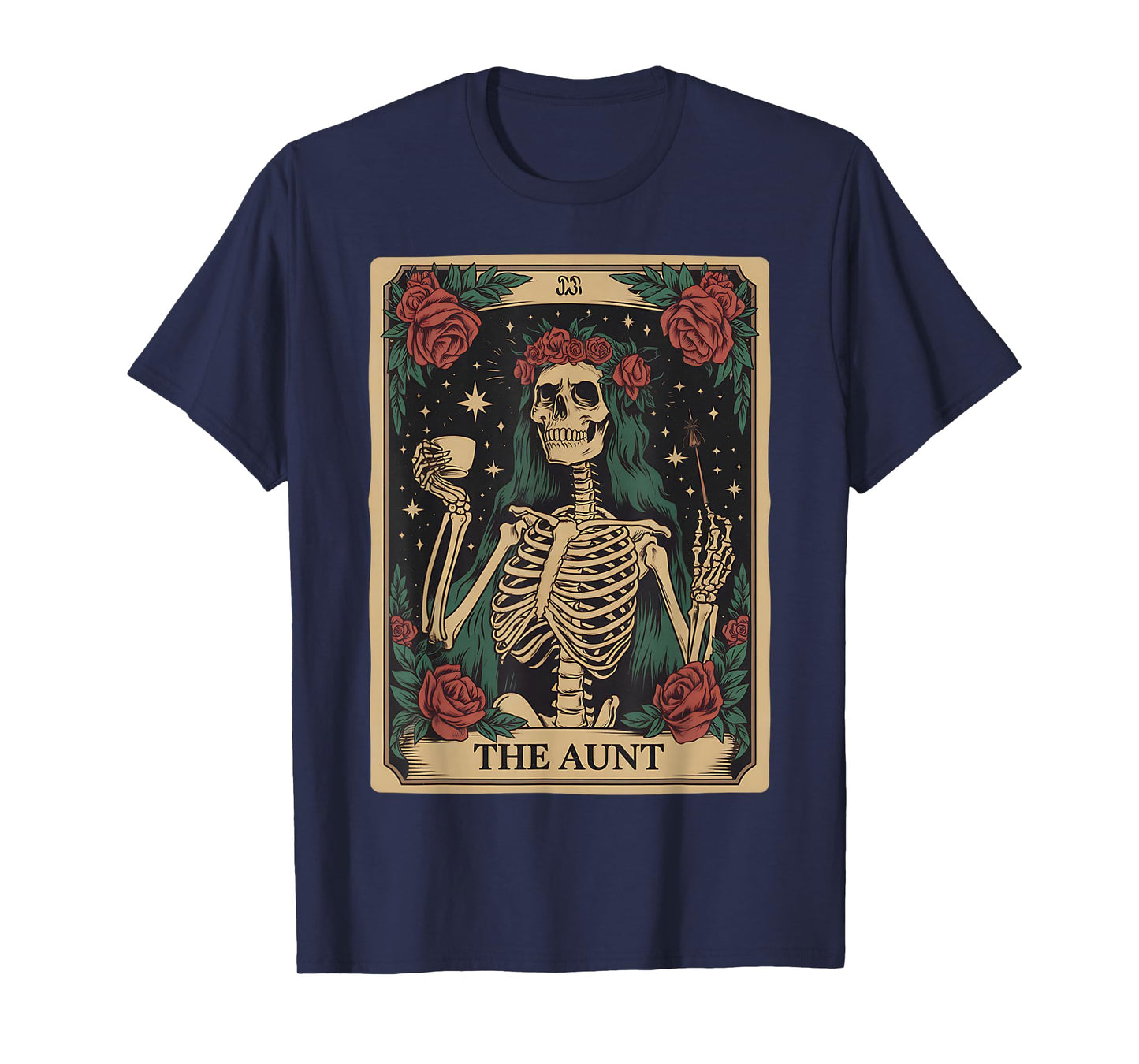 The Aunt Tarot Card Women Skeleton Aunty Coffee Halloween T-Shirt