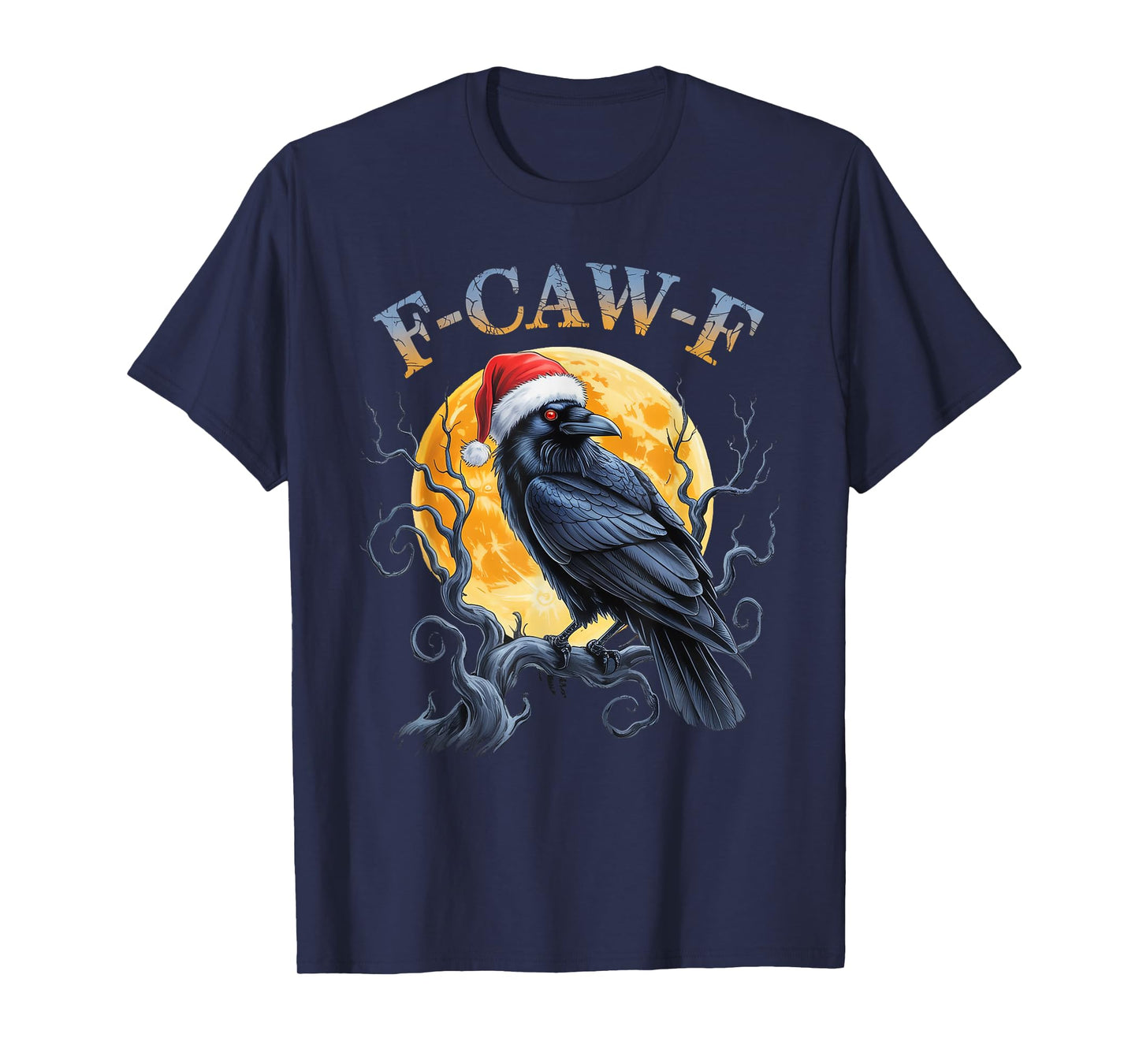 Funny Crow F-CAW-F Black Bird, Gothic Christmas Santa Hat T-Shirt