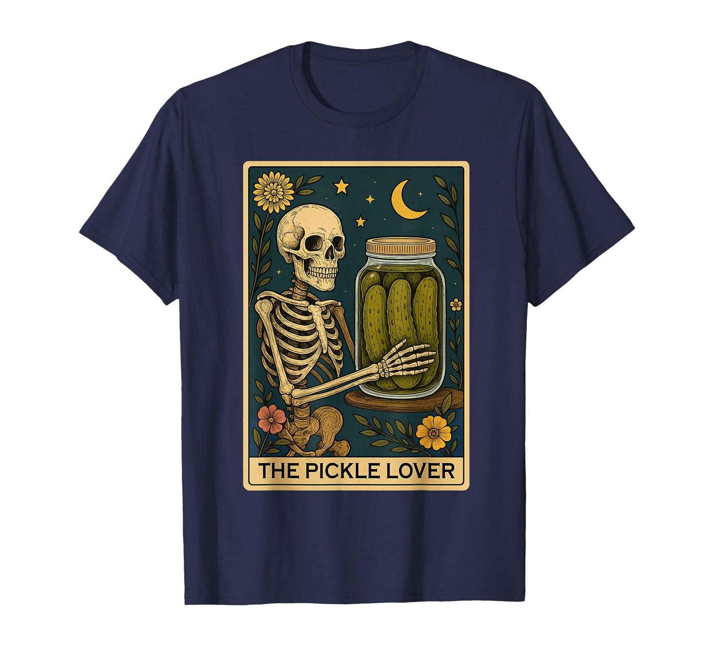 Foodie Pickles Skeleton Tarot Lover Graphic T-Shirt