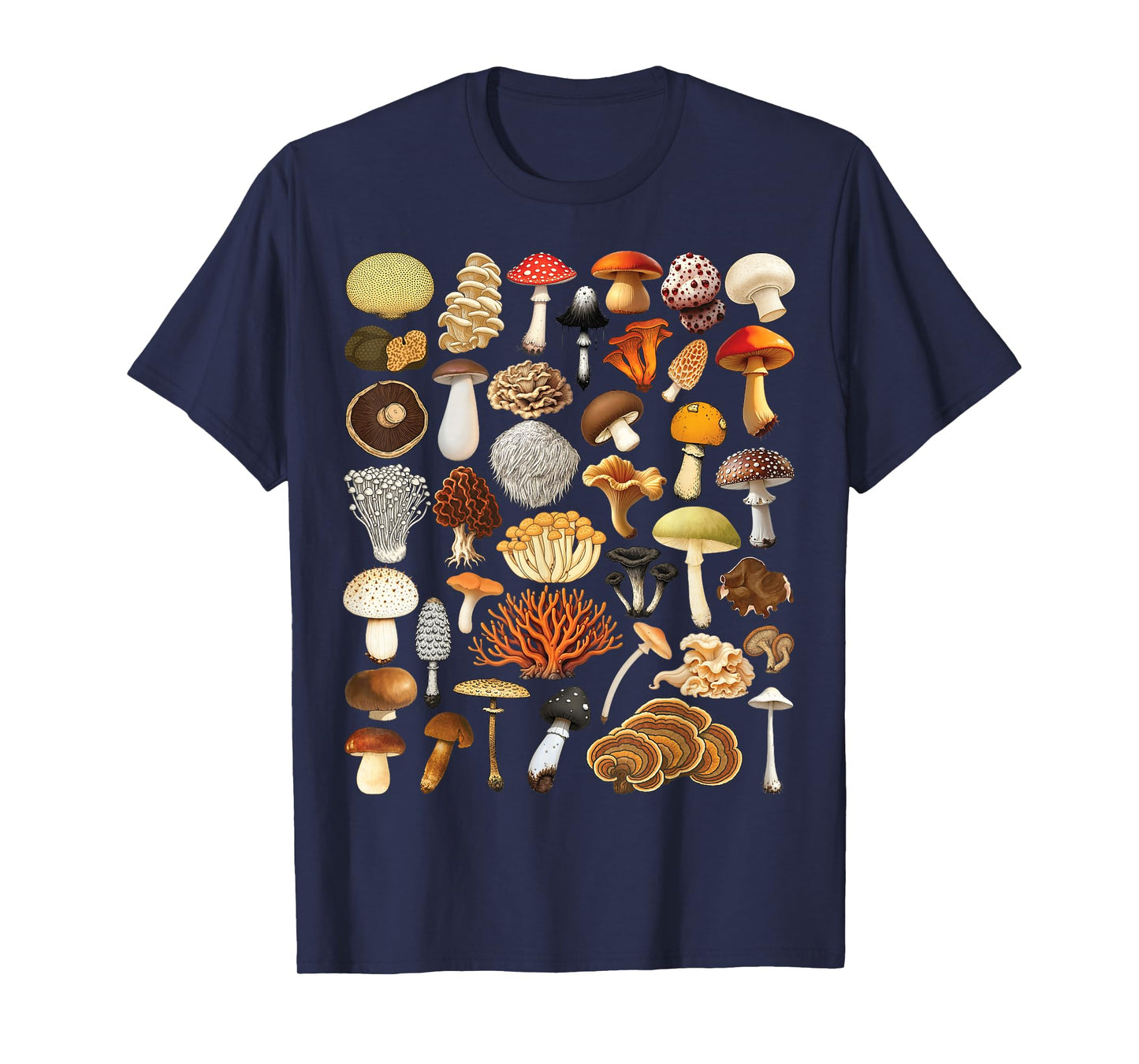 Types of Mushrooms Mycology Fungi Foraging Mushroom Lovers T-Shirt