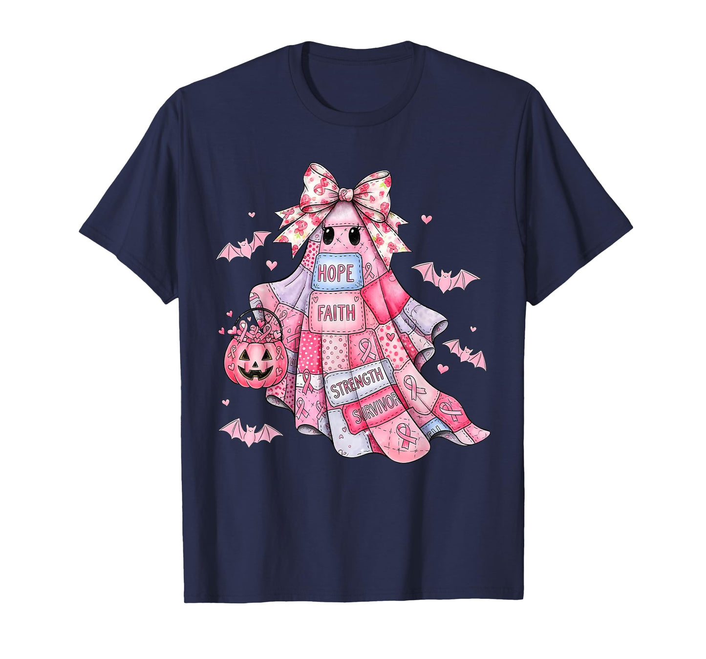 Breast Cancer Denim Pumpkin October We Wear Pink Halloween T-Shirt
