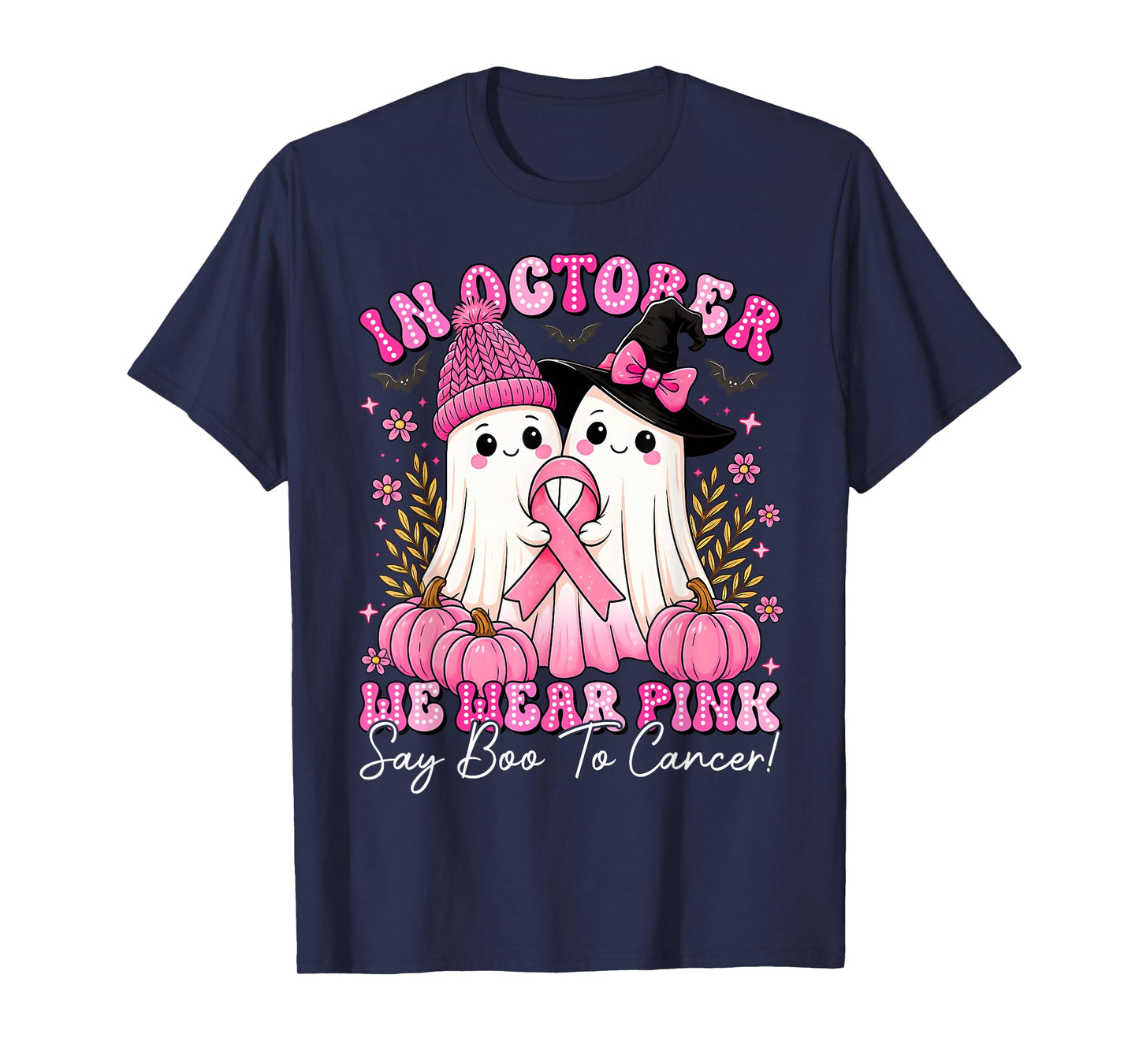 Breast Cancer Women Halloween in October We Wear Pink T-Shirt