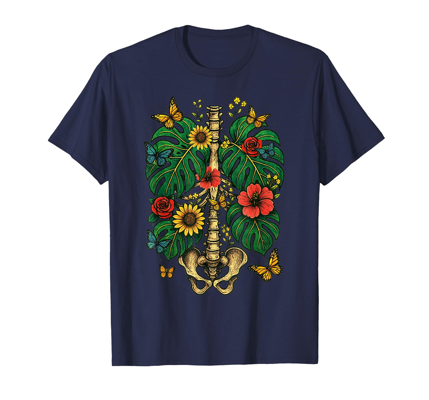 Skeleton Ribs Plant Body Vintage Halloween Gardening T-Shirt