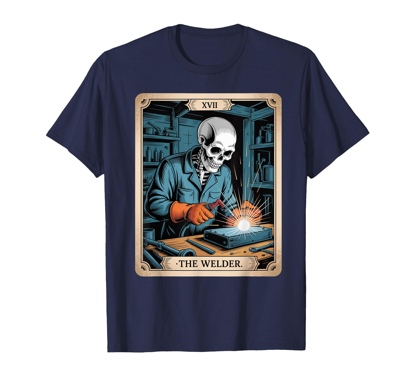 The Welder Welding Tarot Card Skeleton Funny for Men T-Shirt