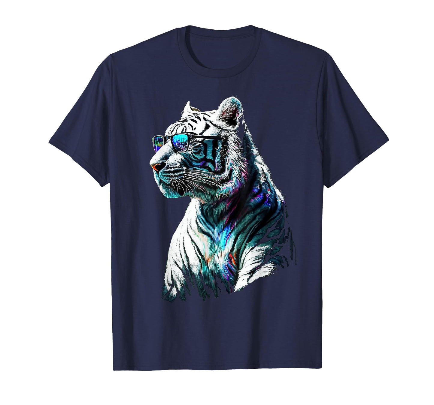 White Tiger Sunglasses Colourful Art Animal Tiger T-Shirt