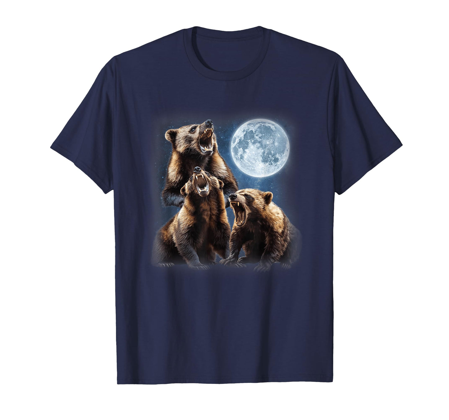 3 Wolverines Howling at the Moon Carcajou Badger Animal T-Shirt