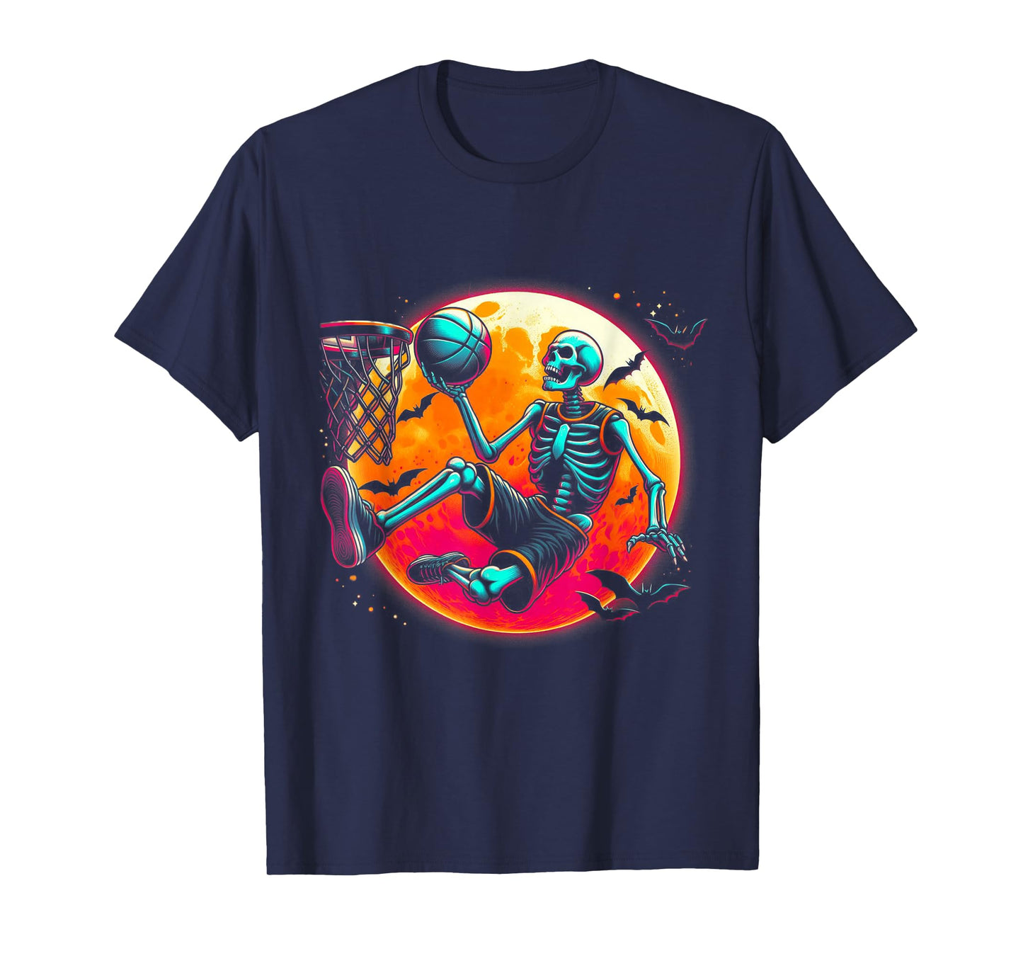 Halloween Basketball Funny Skeleton Spooky Basketball Player T-Shirt