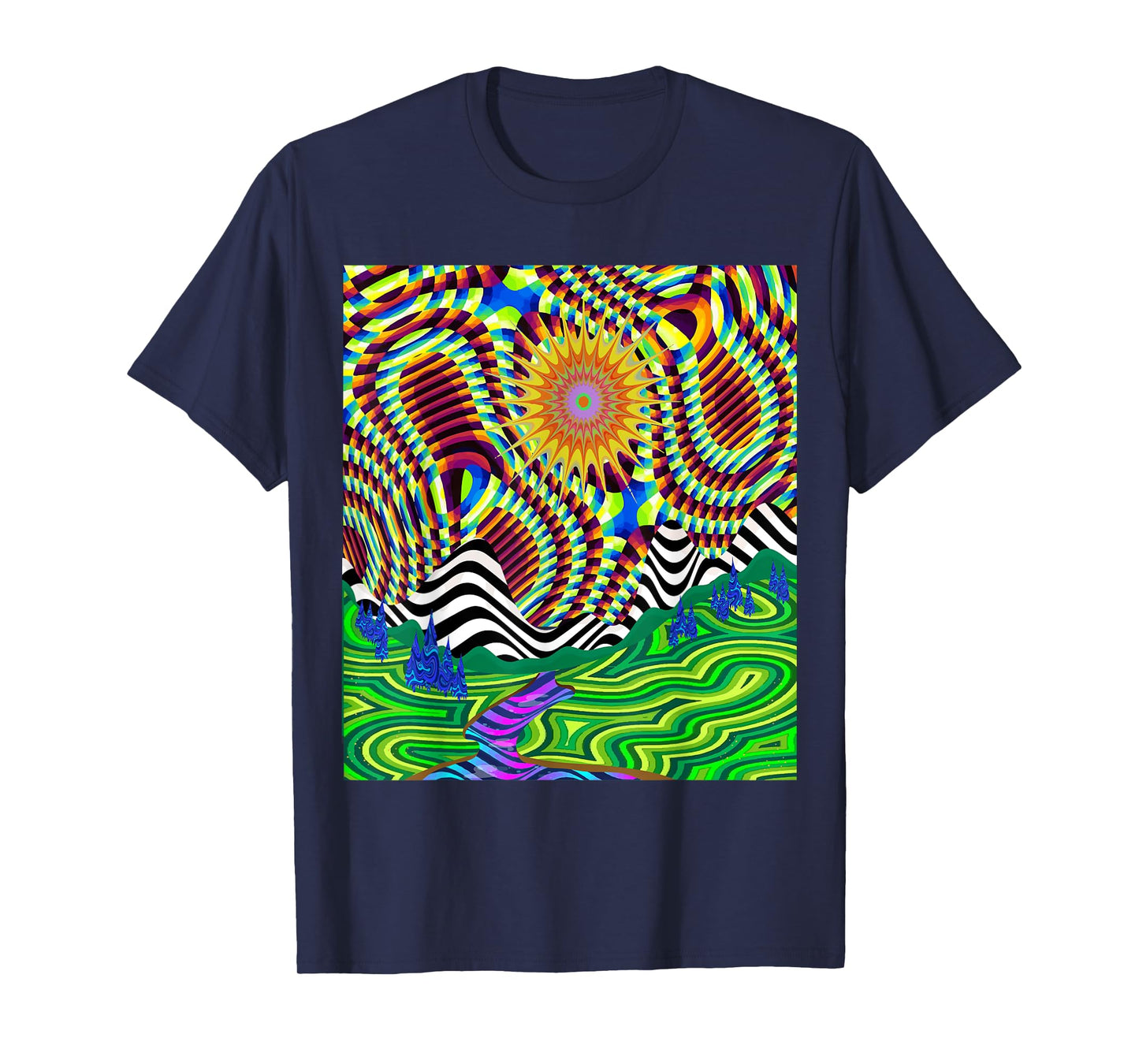 Psychedelic Trippy Mountain Funny Hippie Nature Lover Outfit T-Shirt