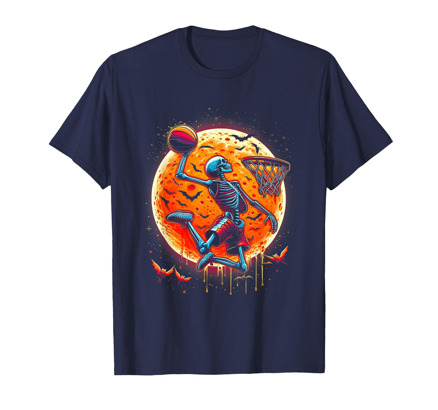 Halloween Basketball Funny Skeleton Spooky Basketball Player T-Shirt