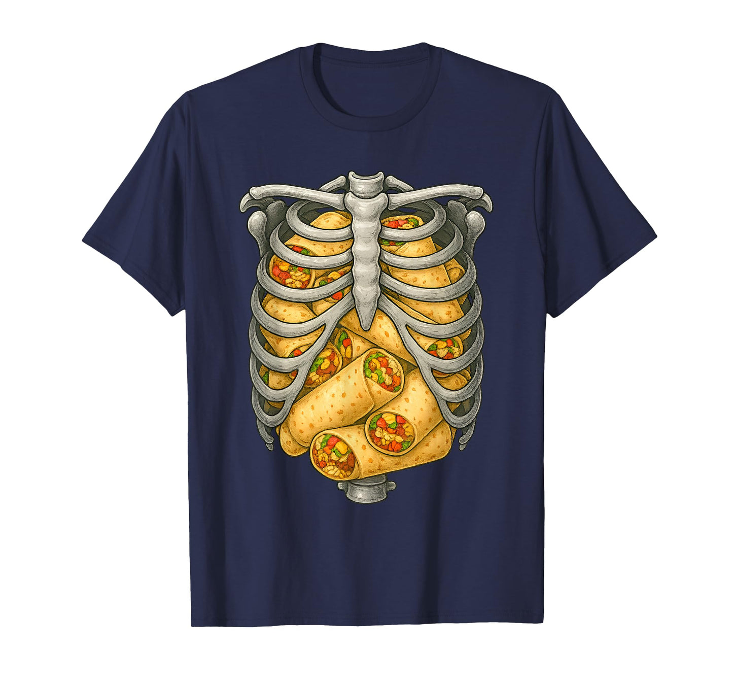 Skeleton Rib Cage Burrito Lovers Skull Halloween Costume T-Shirt