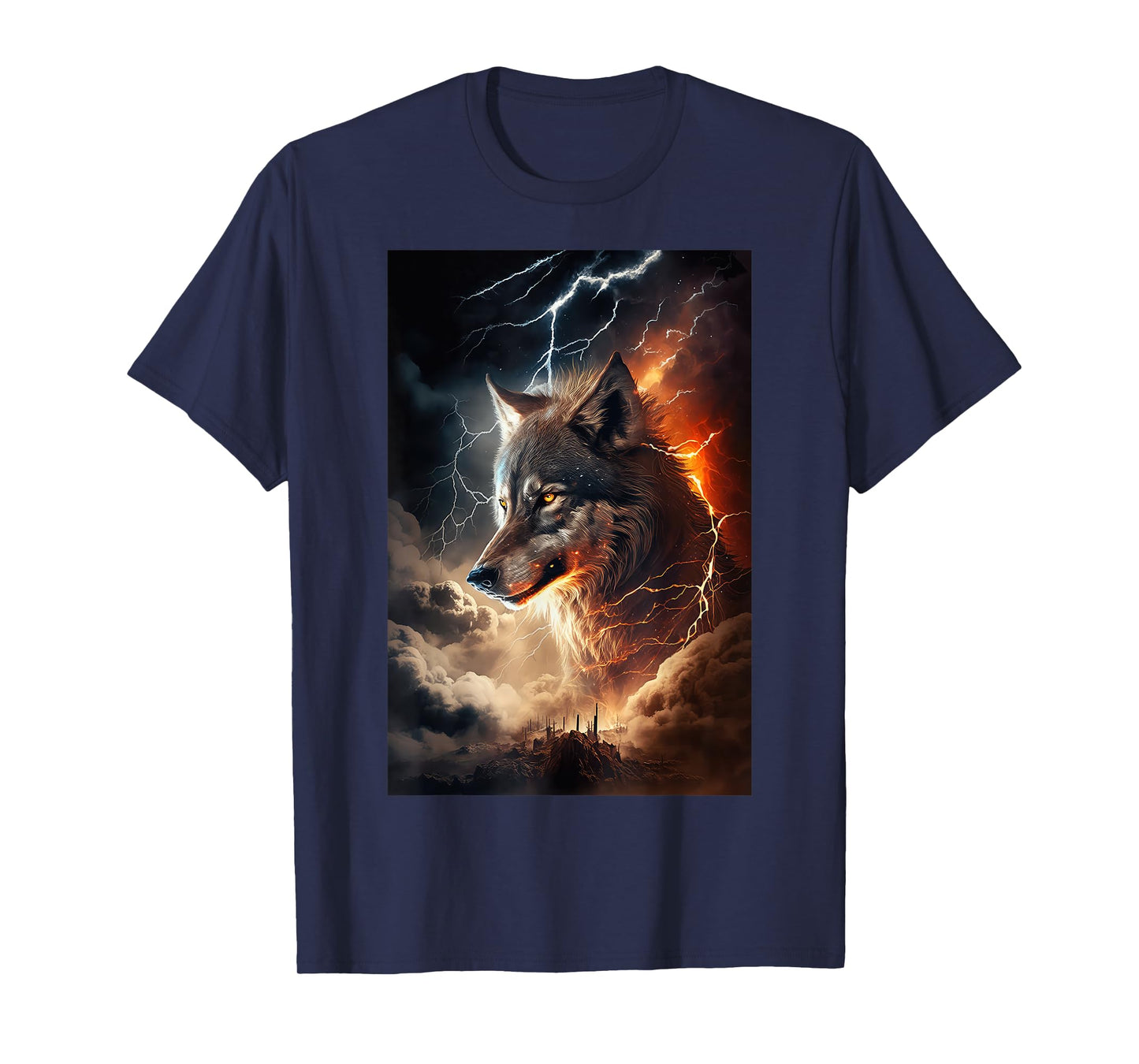 Wolf Lightning Thunder Wolf Lover T-Shirt