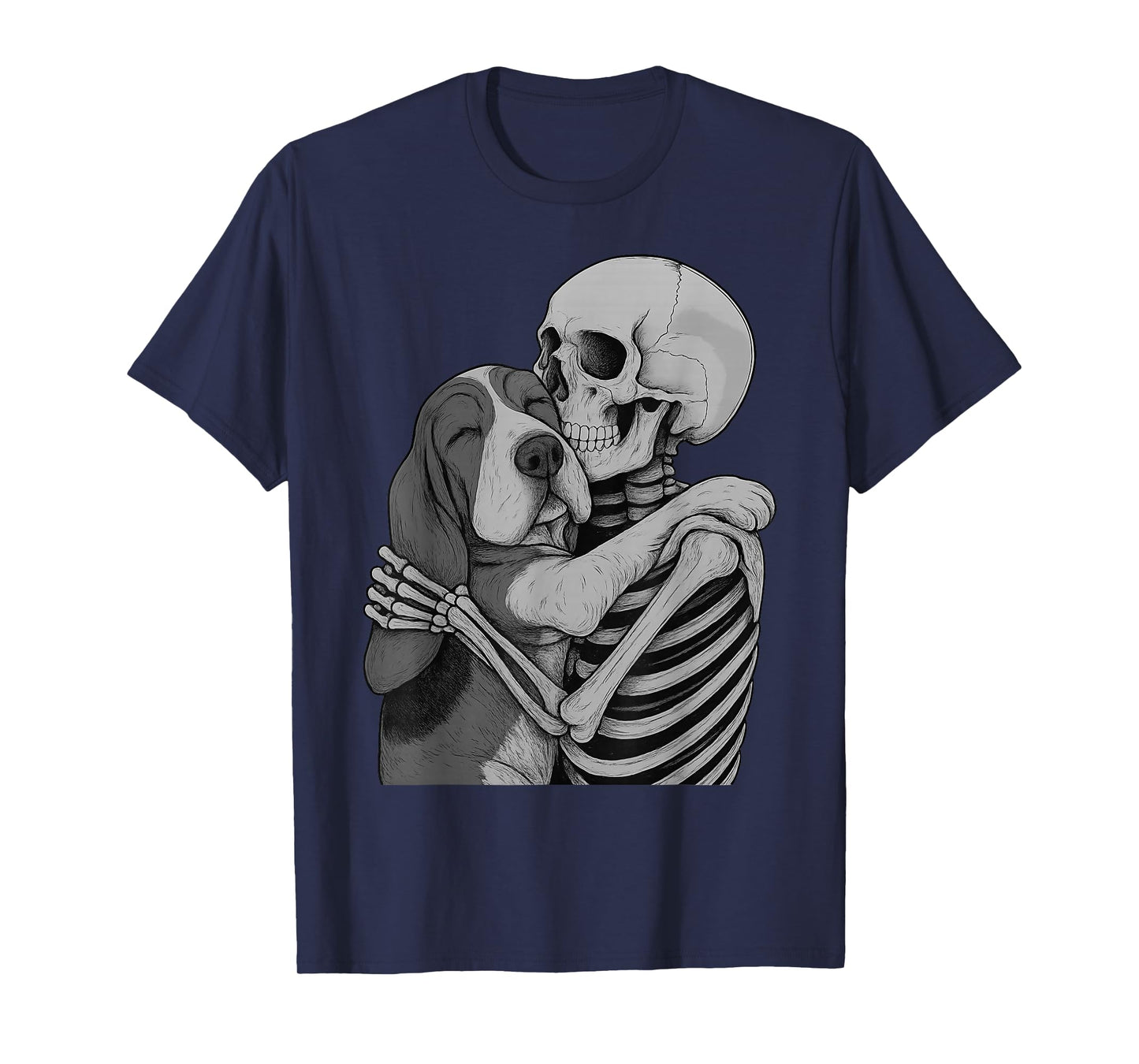 Basset Hound Skeleton Hug Halloween Dog Lover T-Shirt