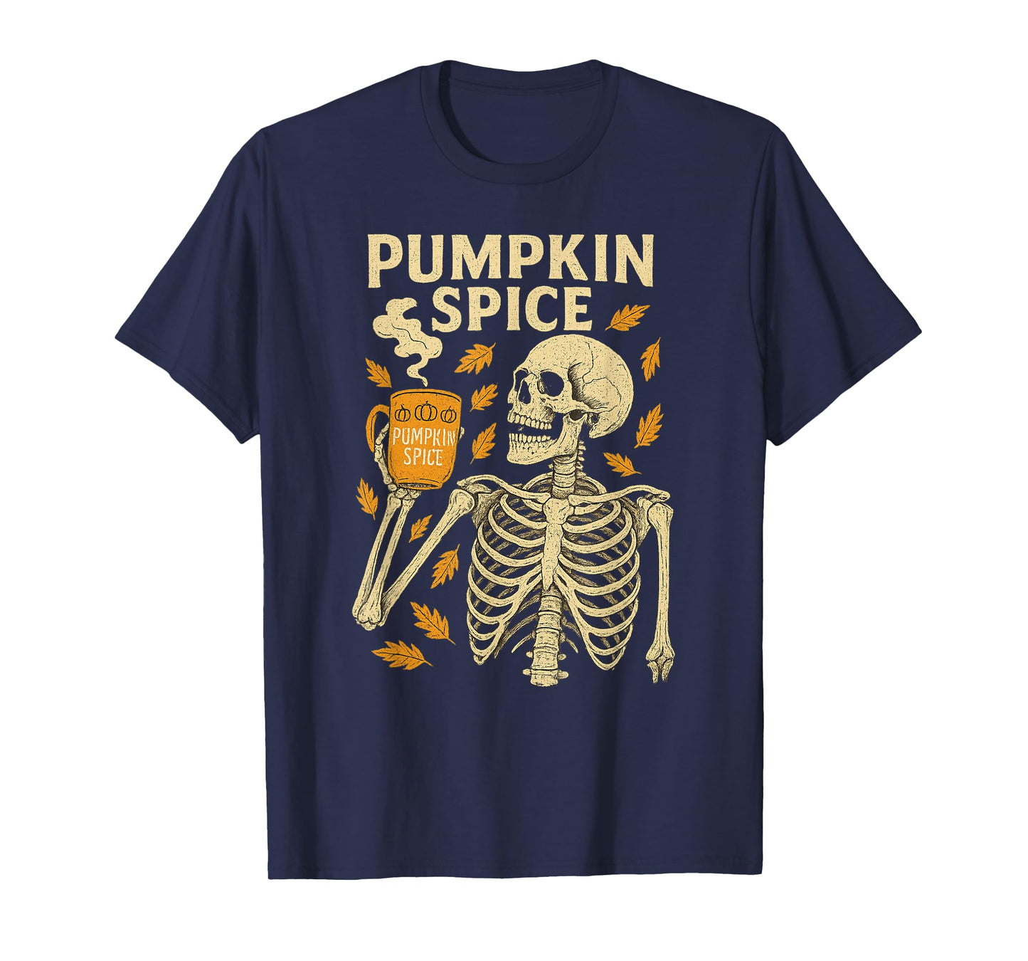 Vintage Halloween Skeleton Pumpkin Spice Latte Syrup Creamer T-Shirt