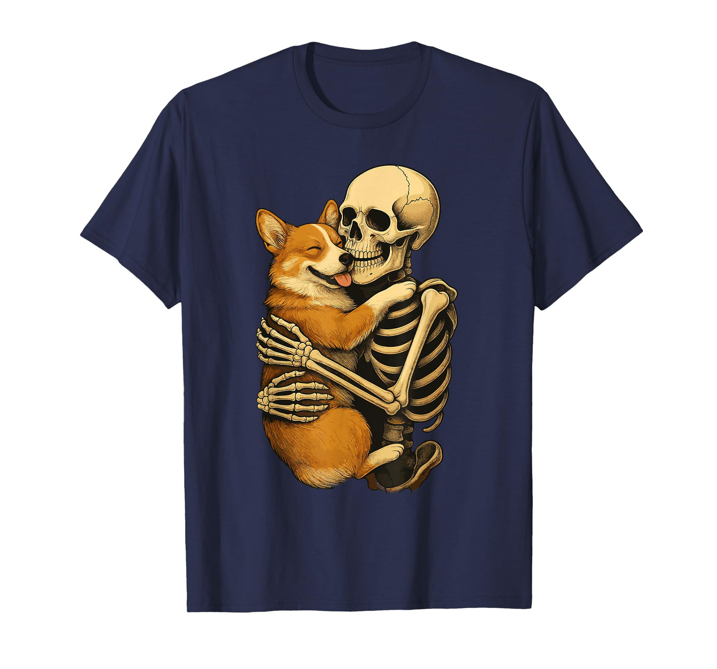 Skeleton Hugging Pembroke Welsh Corgi T-Shirt