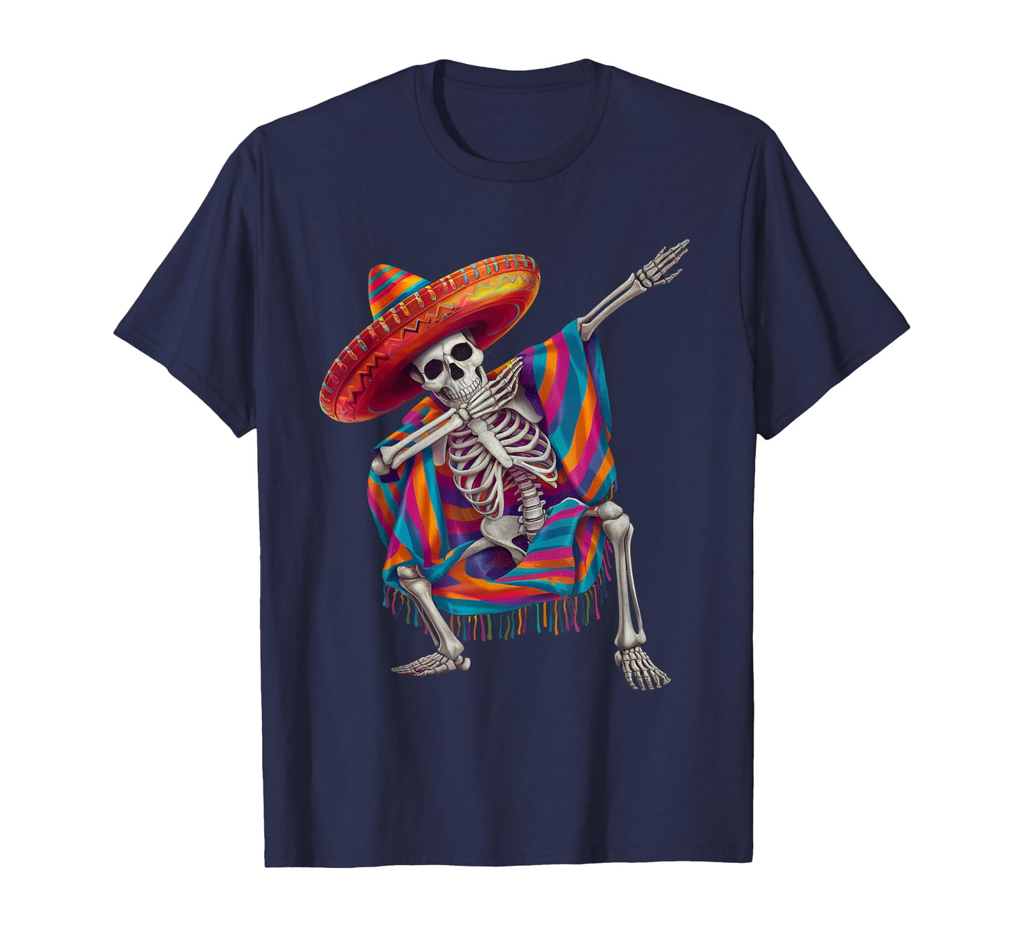 Dabbing Skeleton Sombrero Poncho Cinco De Mayo Mexican Party T-Shirt