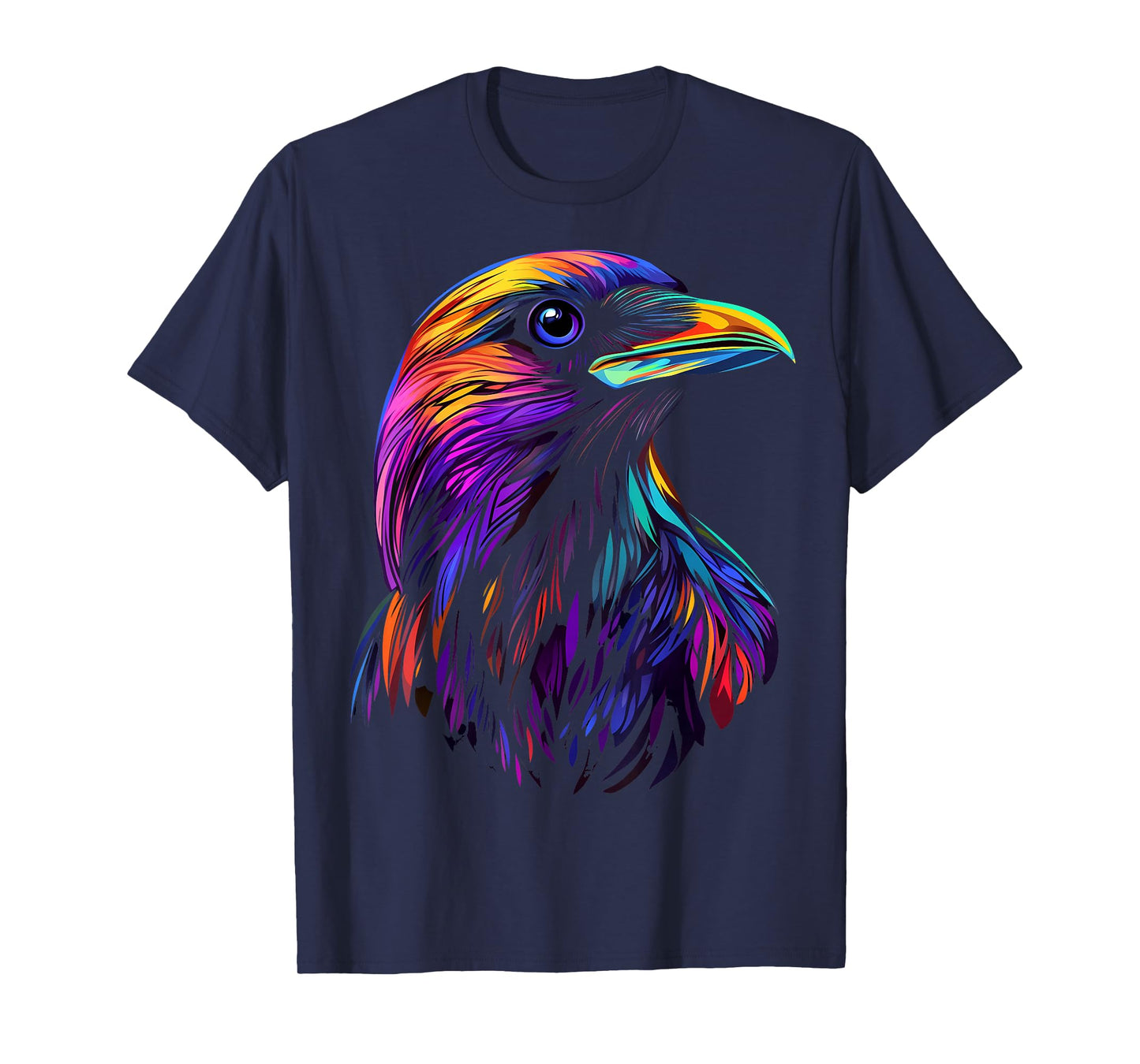 Colorful Crow Face Cute Birds Animal Lover Men Women Black T-Shirt