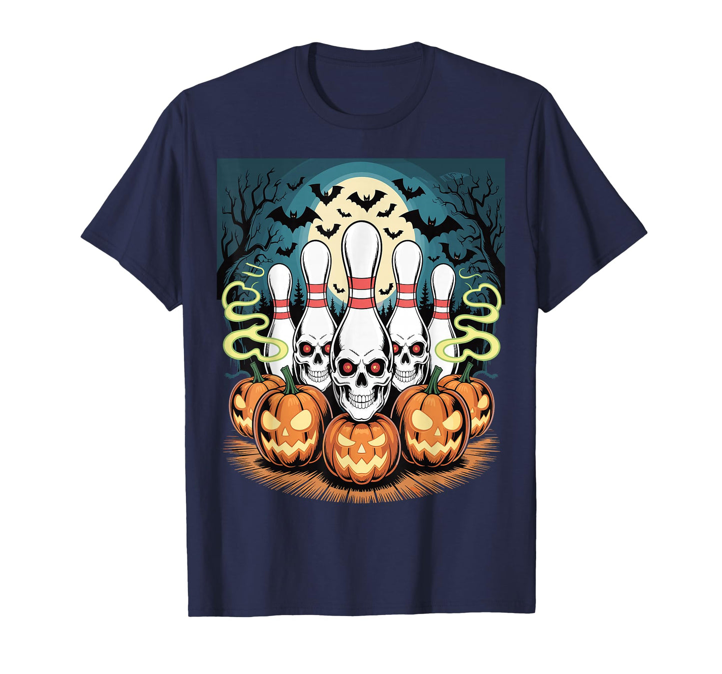 Bowling Pins Skeleton Spooky Halloween T-Shirt