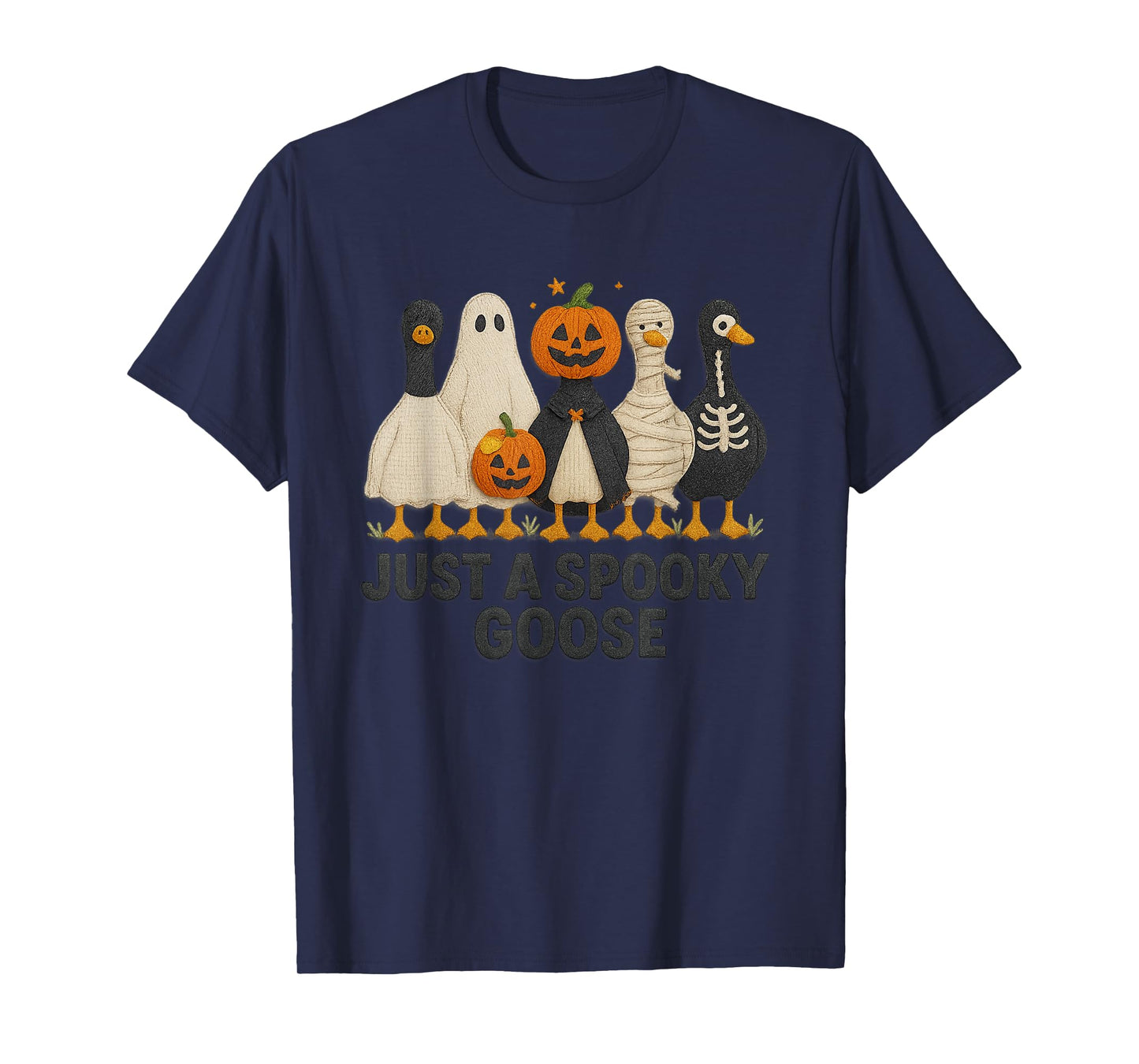 Just a Spooky Goose Halloween Costume Pumpkin Graphic T-Shirt