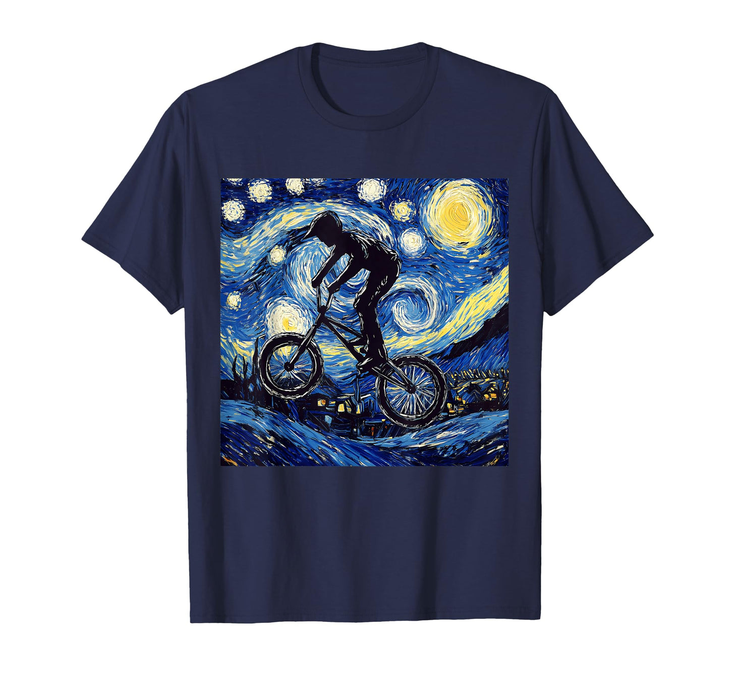 BMX Bike Rider Van Gogh Starry Night T-Shirt