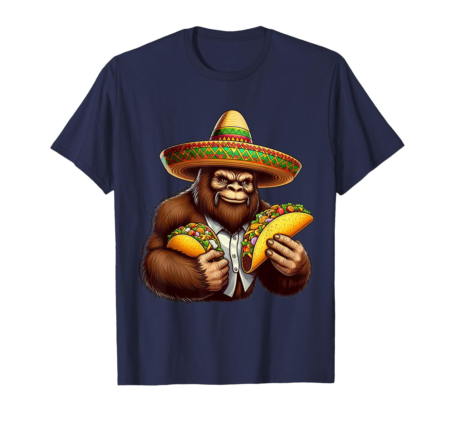 Bigfoot Carrying Taco Sombrero Cinco de Mayo Boy Men Squatch T-Shirt