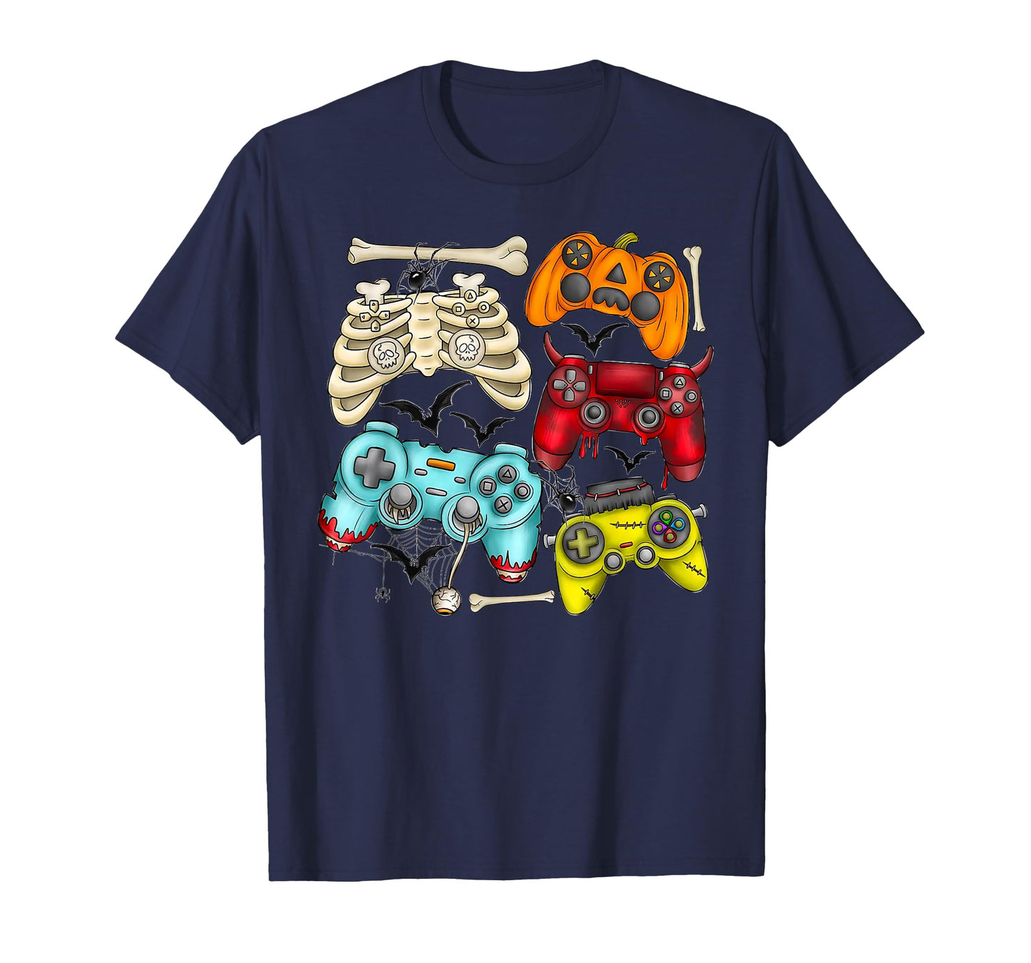 Halloween Skeleton Zombie Gaming Controllers Mummy Boys Kids T-Shirt