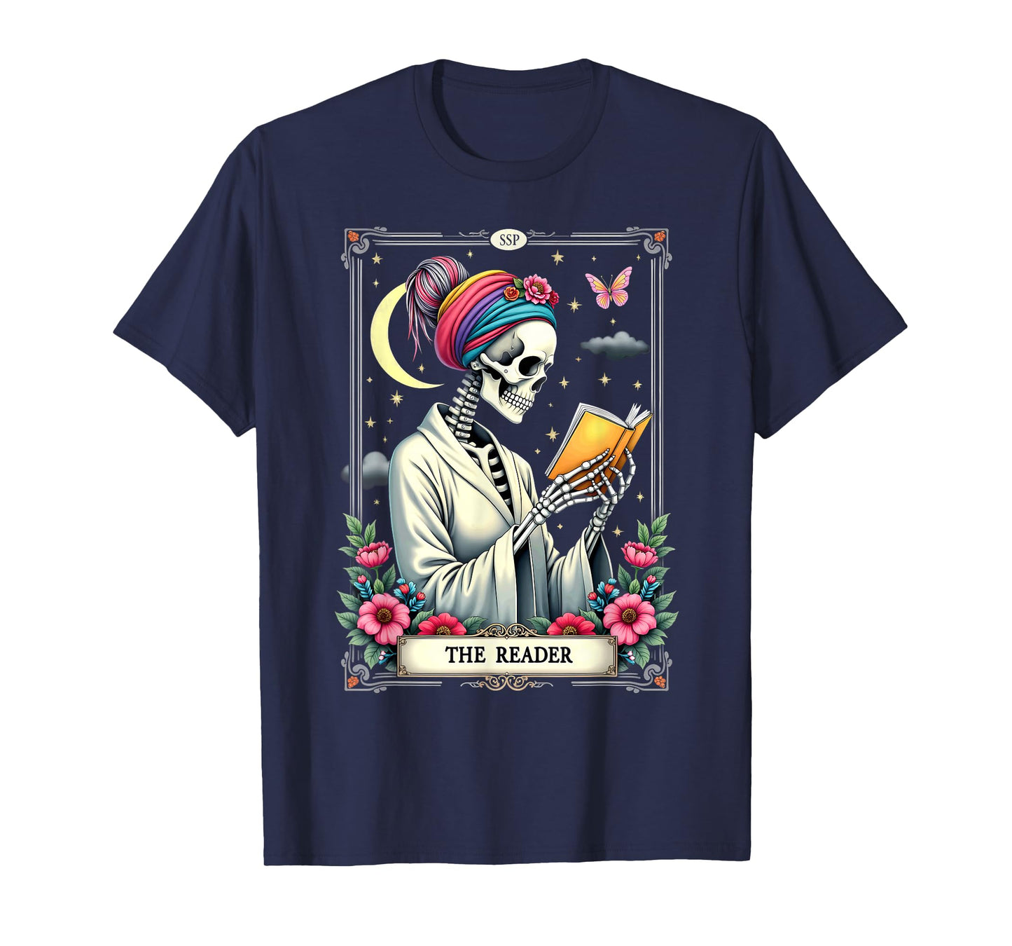 The Reader Tarot Card Skeleton Reading Book Halloween T-Shirt