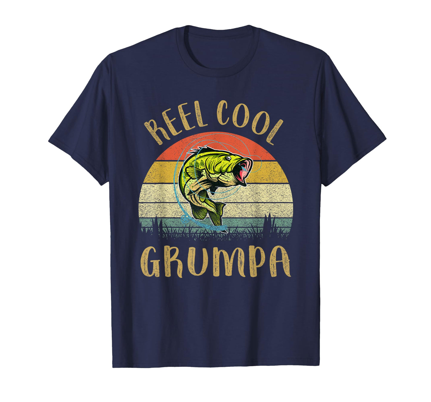 Vintage Reel Cool Grumpa Fish Fishing Fathers Day T-Shirt