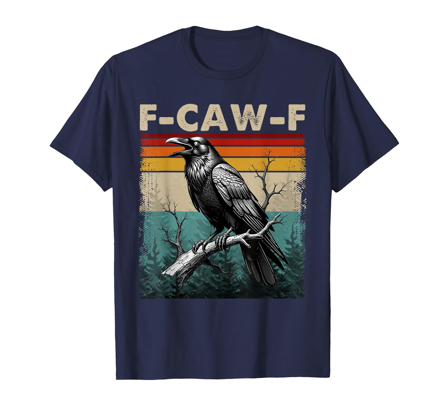 F-Caw-F Black Crow Black Bird Retro Sunset Vintage F-Caw-F T-Shirt