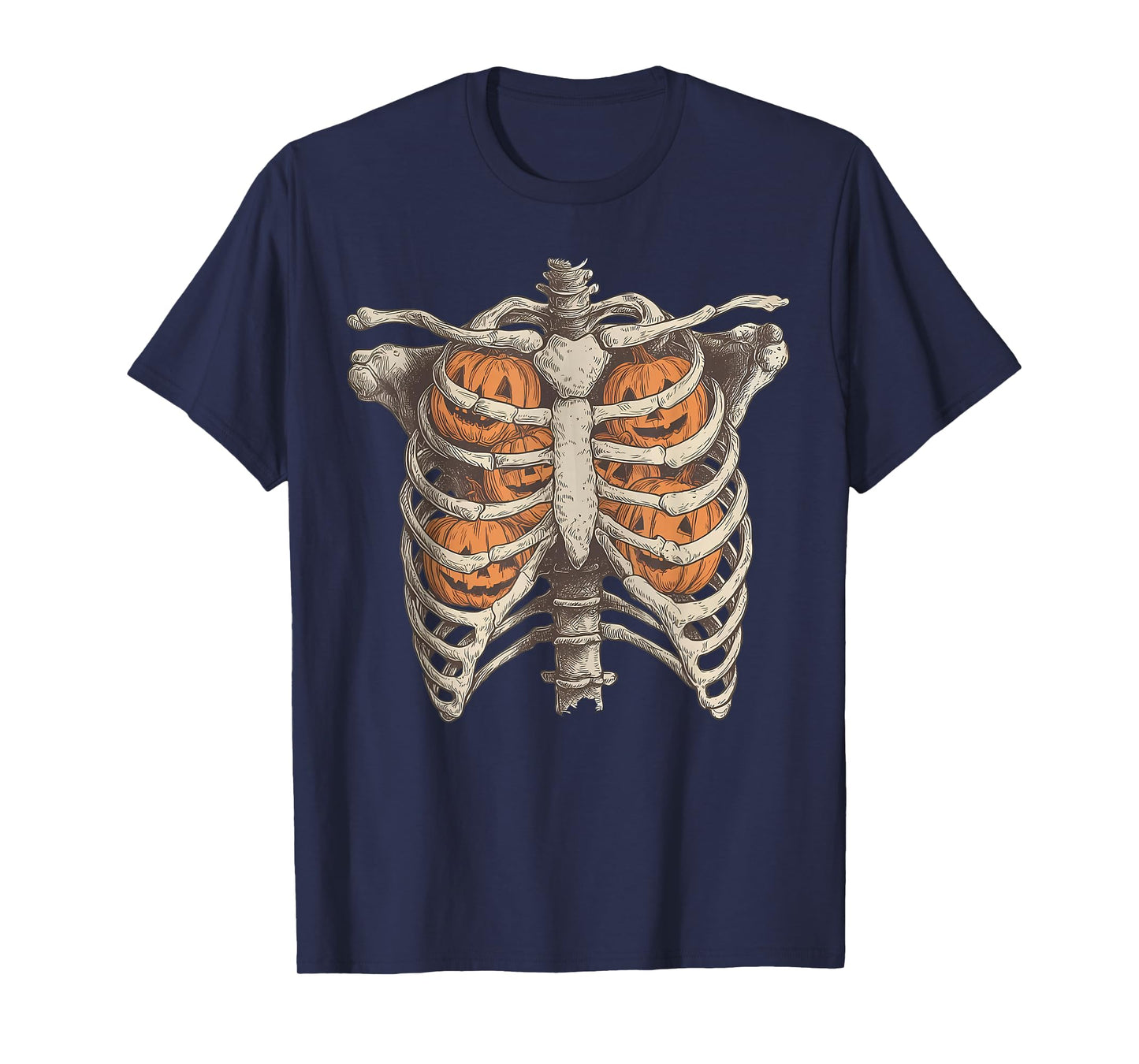 Skeleton Ribcage Pumpkin Spooky Season Halloween Costume T-Shirt