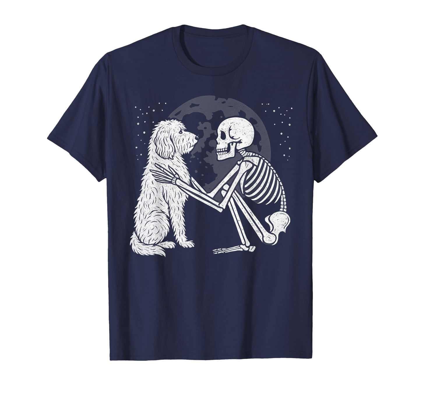 Goldendoodle Skeleton Moon Halloween Dog Lover T-Shirt