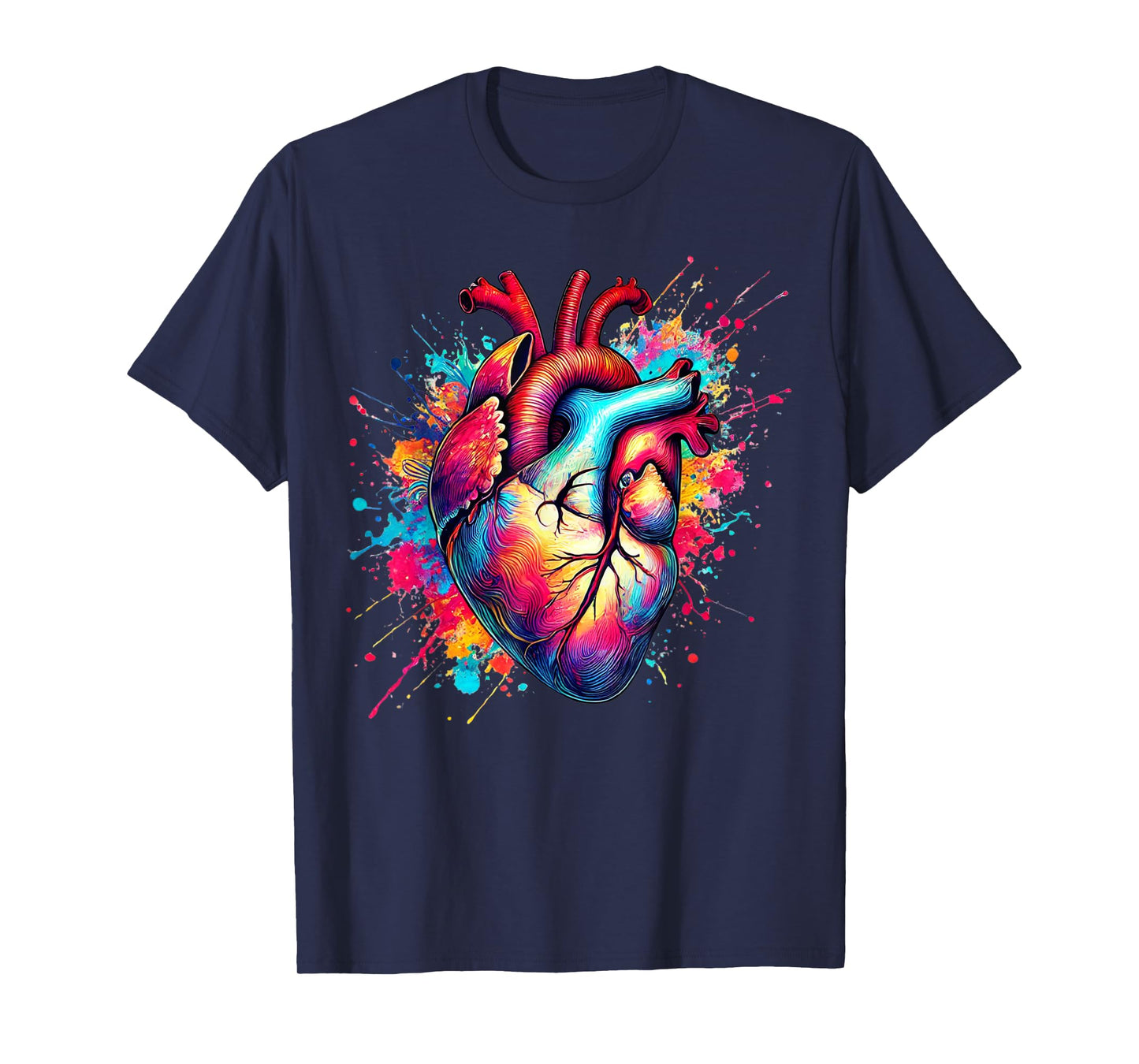 Cardiology Nurse Cardiac Anatomical Heart Paint Splash T-Shirt