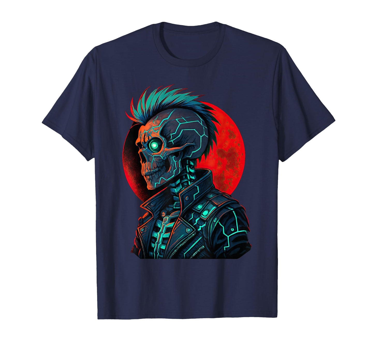 Cyber Skeleton Cyborg Gothic Retro Futurism Gamer T-Shirt