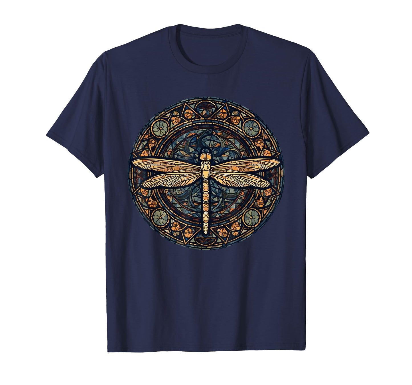 Magical Dragonfly Lover Stained Glass Graphic Design Art T-Shirt