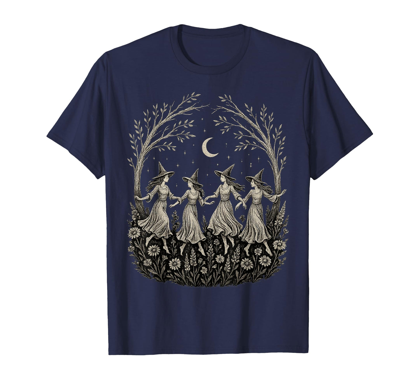 Funny Witch Halloween Floral Spooky Season Funny Fall Vibes T-Shirt