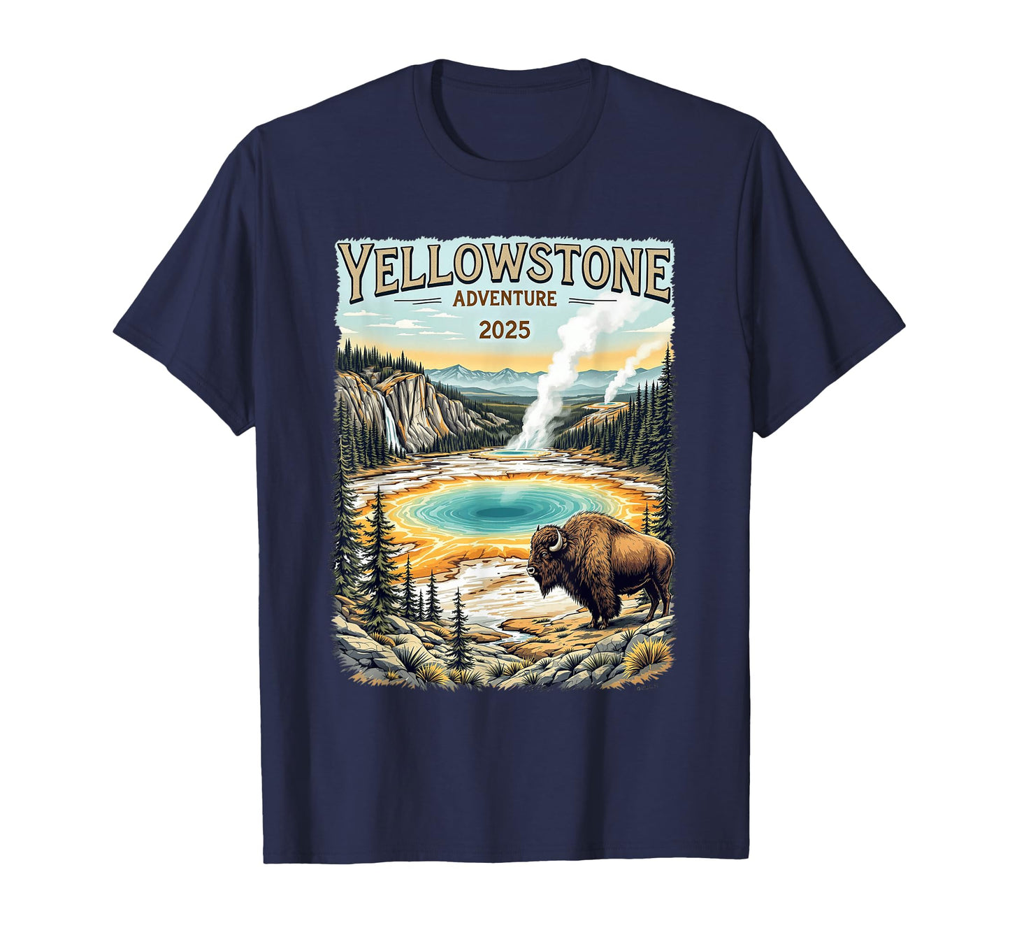 Yellowstone Adventure 2025 Bison Hot Spring T-Shirt