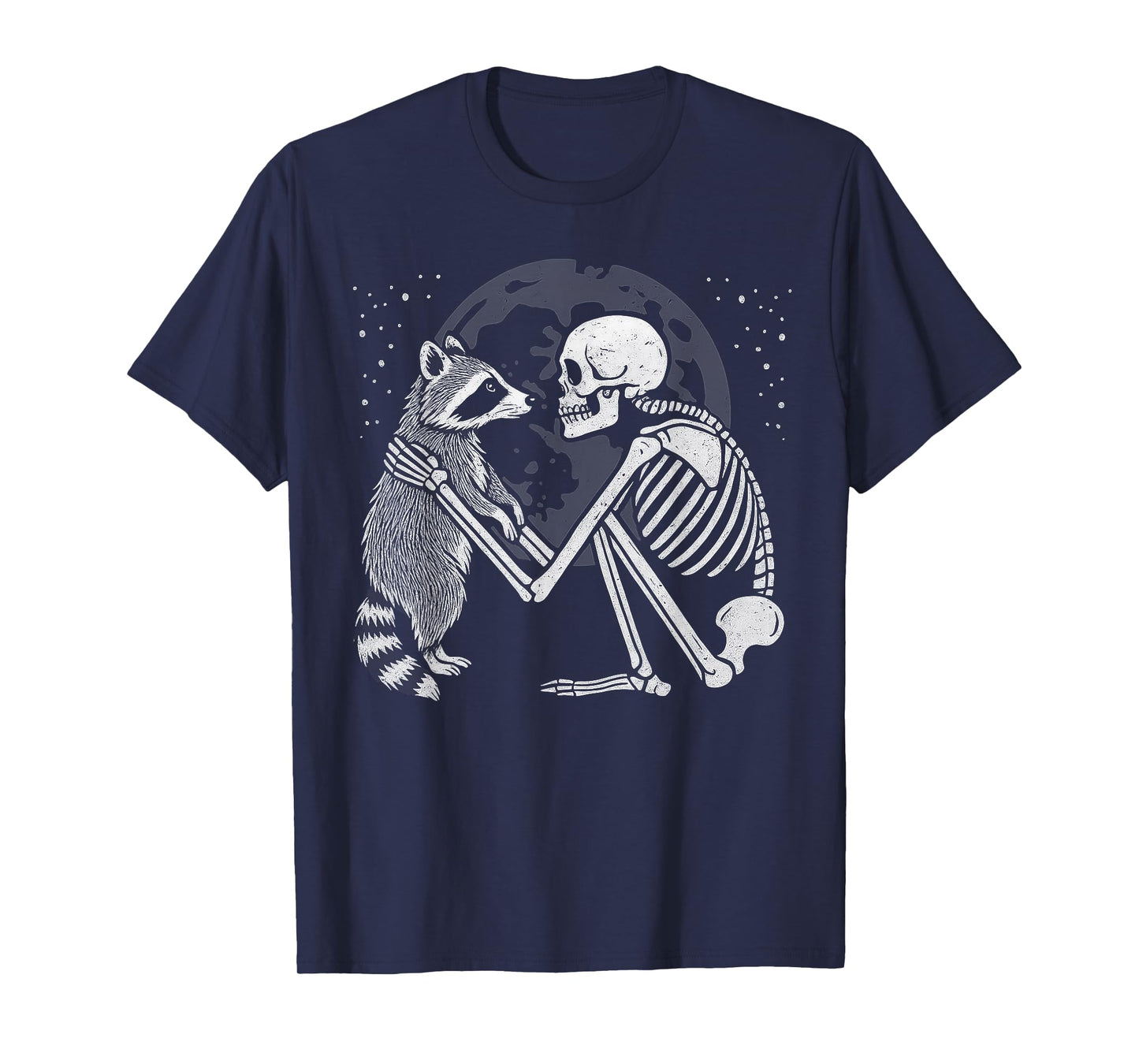 Raccoon Skeleton Moon Halloween Animal Lover T-Shirt