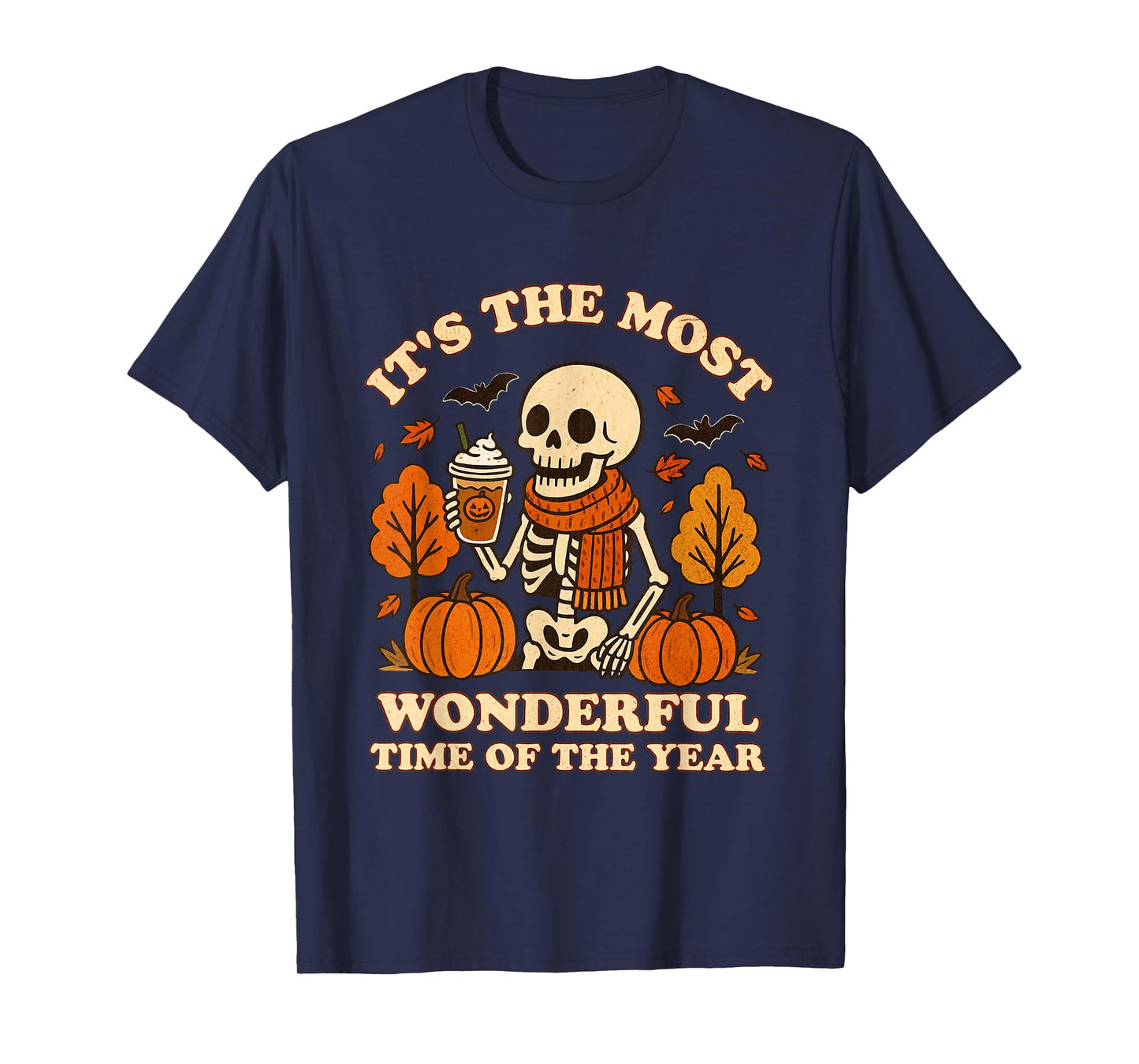Most Wonderful Time of The Year Cute Skeleton Halloween Fall T-Shirt