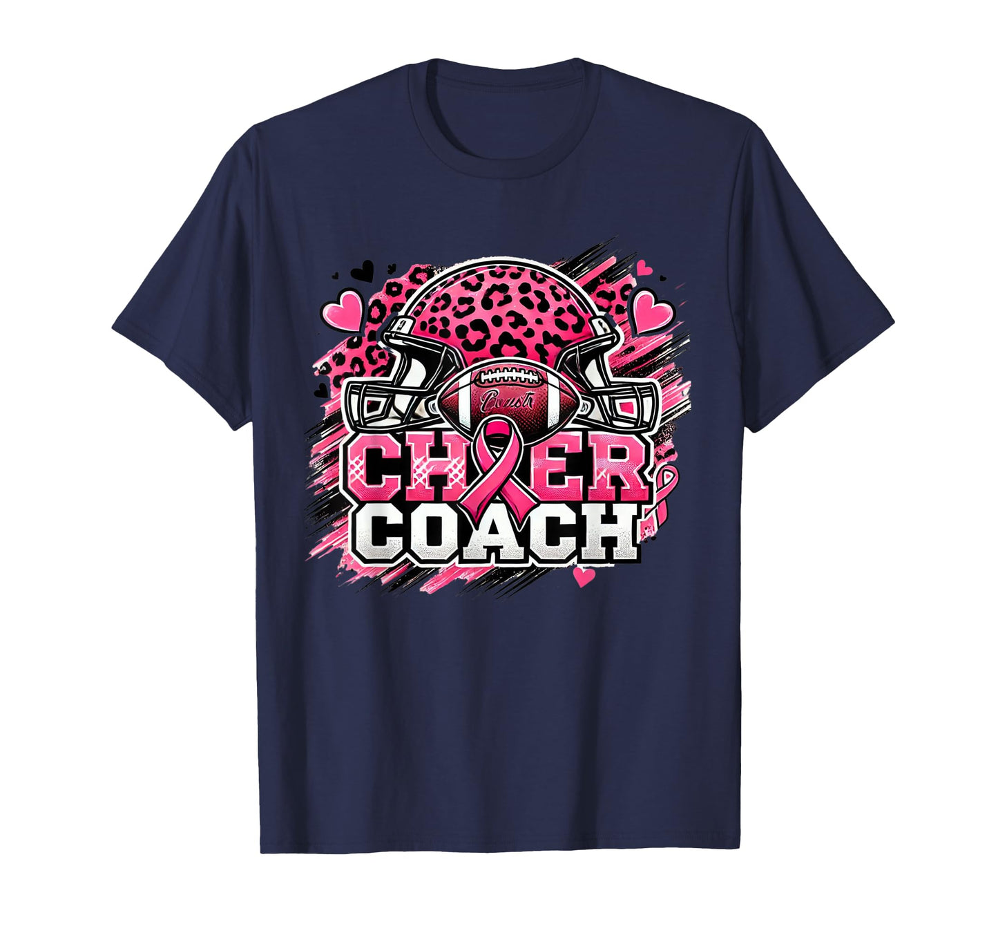 Cheer Coach Football Breast Cancer Awareness Day T-Shirt