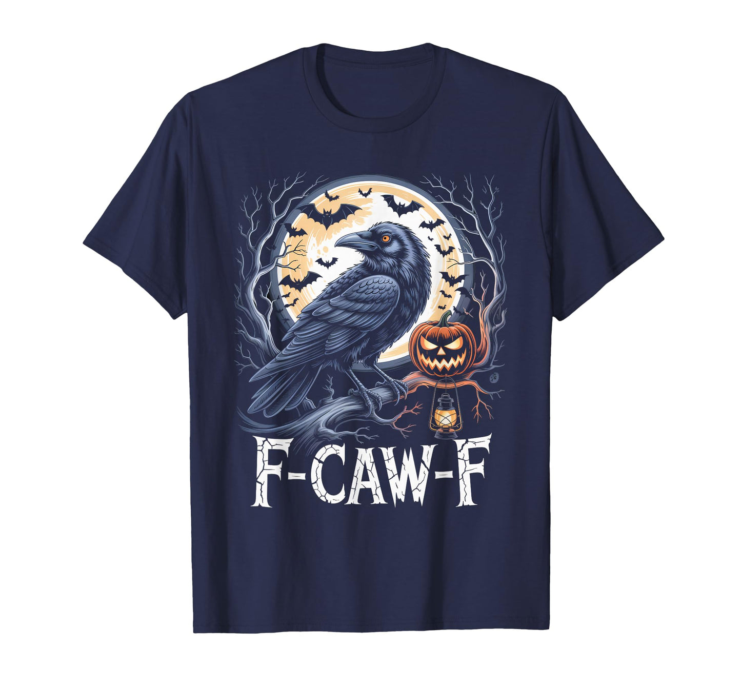 F-Caw-F Halloween Crow Moon Funny FCAWF Spooky Vintage T-Shirt