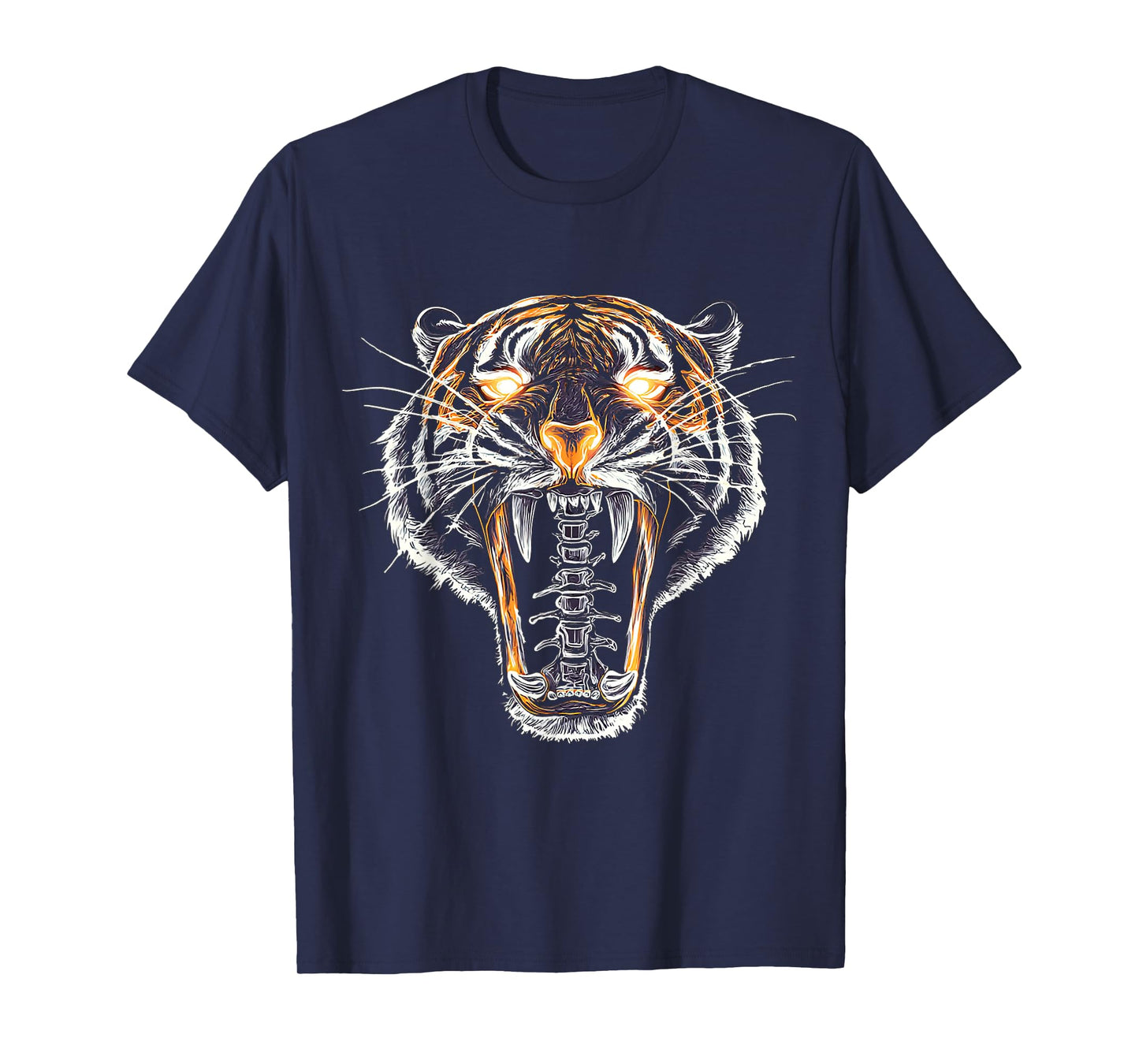 Halloween Tiger Face Skeleton Drawing Animal Halloween T-Shirt