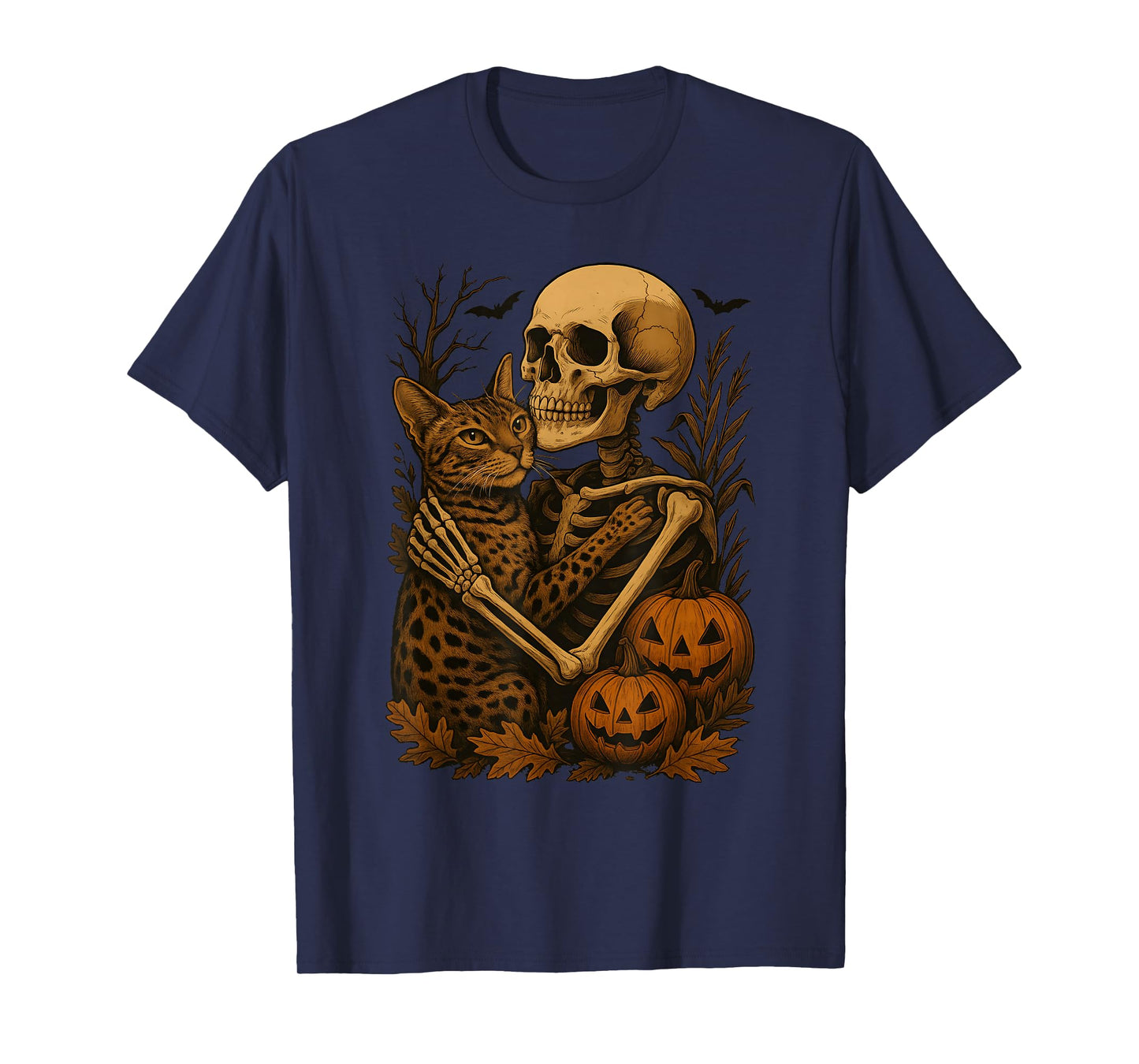 Skeleton Hugging Savannah Cat T-Shirt