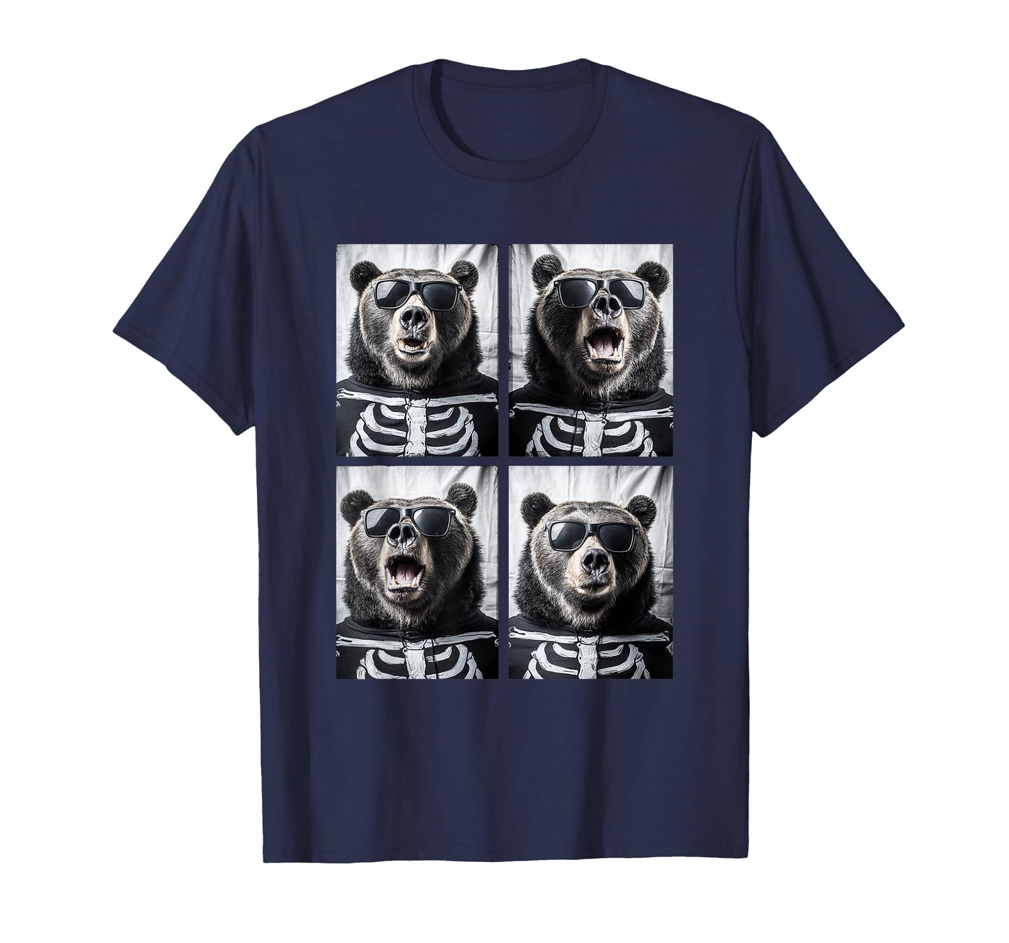 Cute Bears with Sunglasses Skeleton Costume Funny Halloween T-Shirt