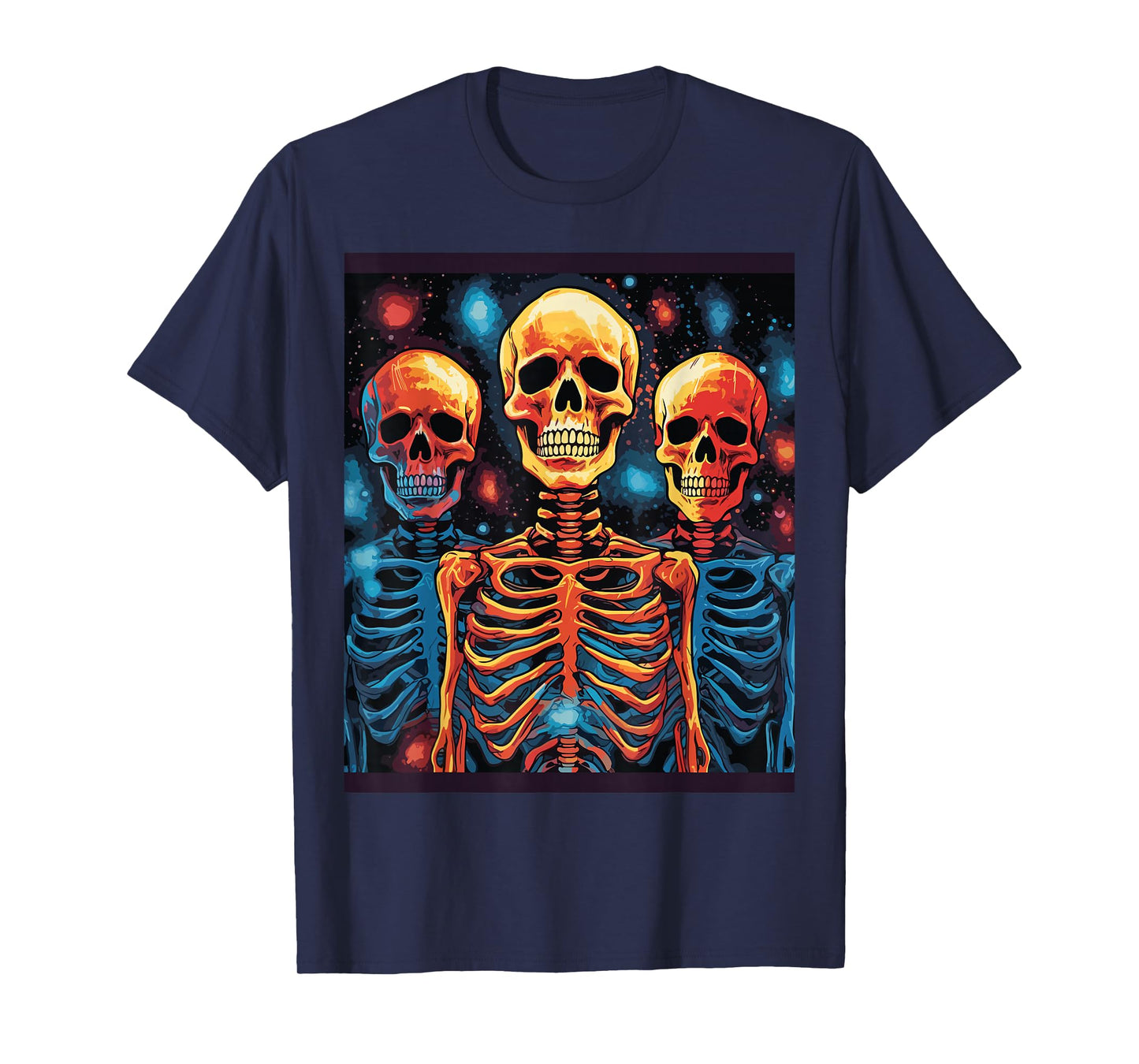 Skeleton Galaxy Halloween Spooky Season Scary Skull T-Shirt