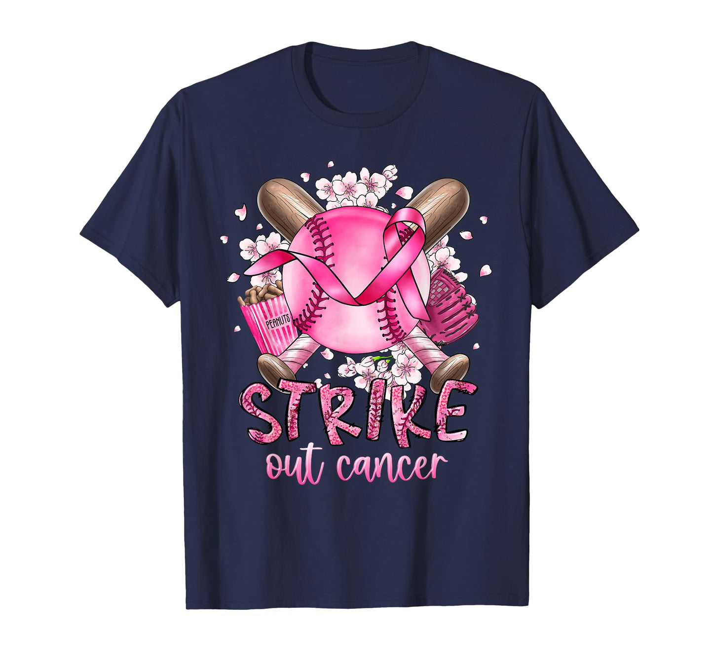 Strike Out Breast Cancer Softball Baseball Player Support T-Shirt