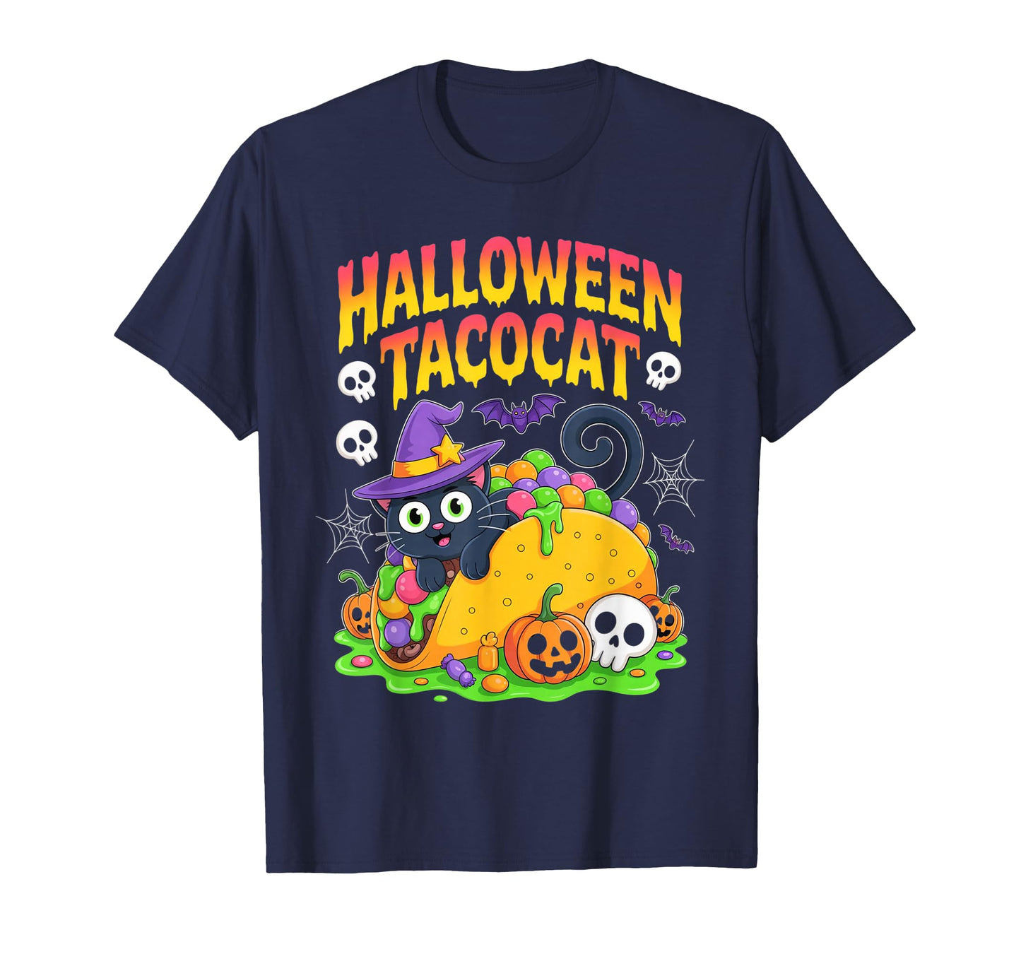 Cute Halloween Tacocat Black Cat Funny Taco Costume Design T-Shirt