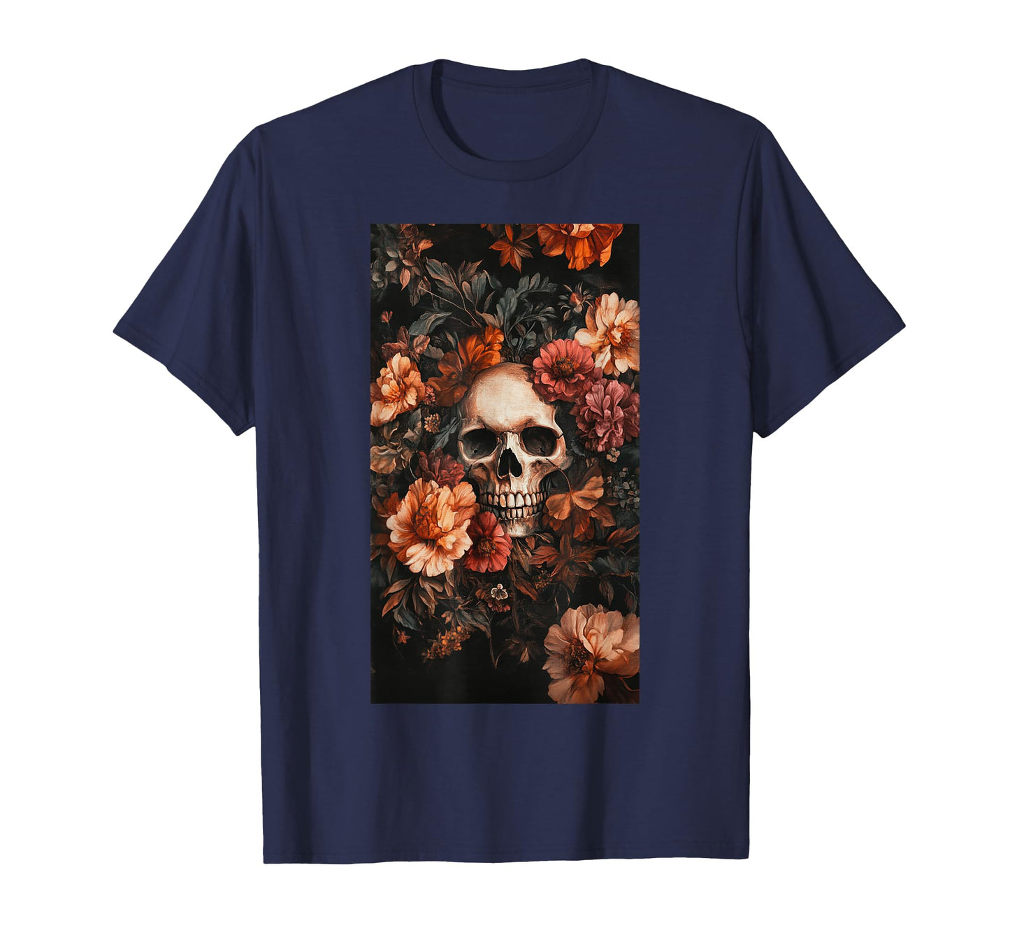 Floral Subtle Skull Accents Skull art T-Shirt