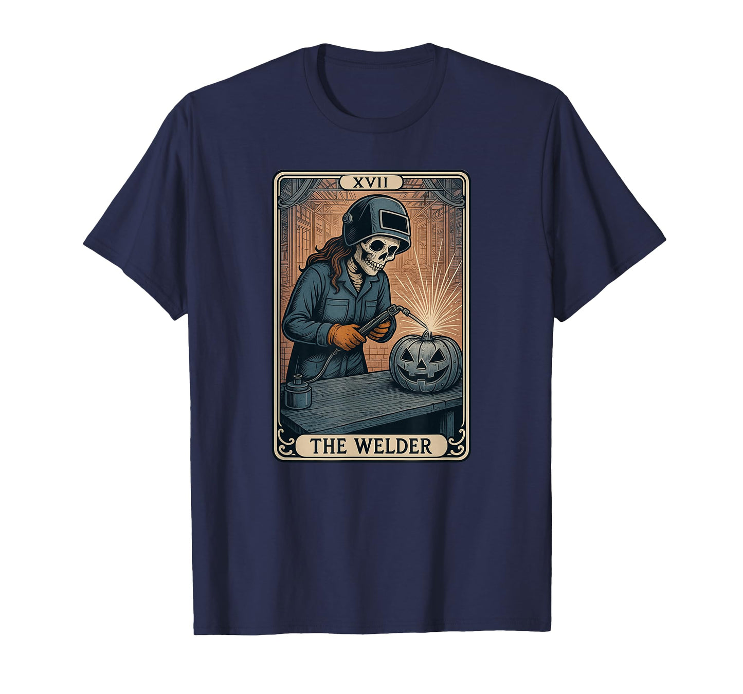 Halloween Welder Skull Pumpkin Gift for Women T-Shirt