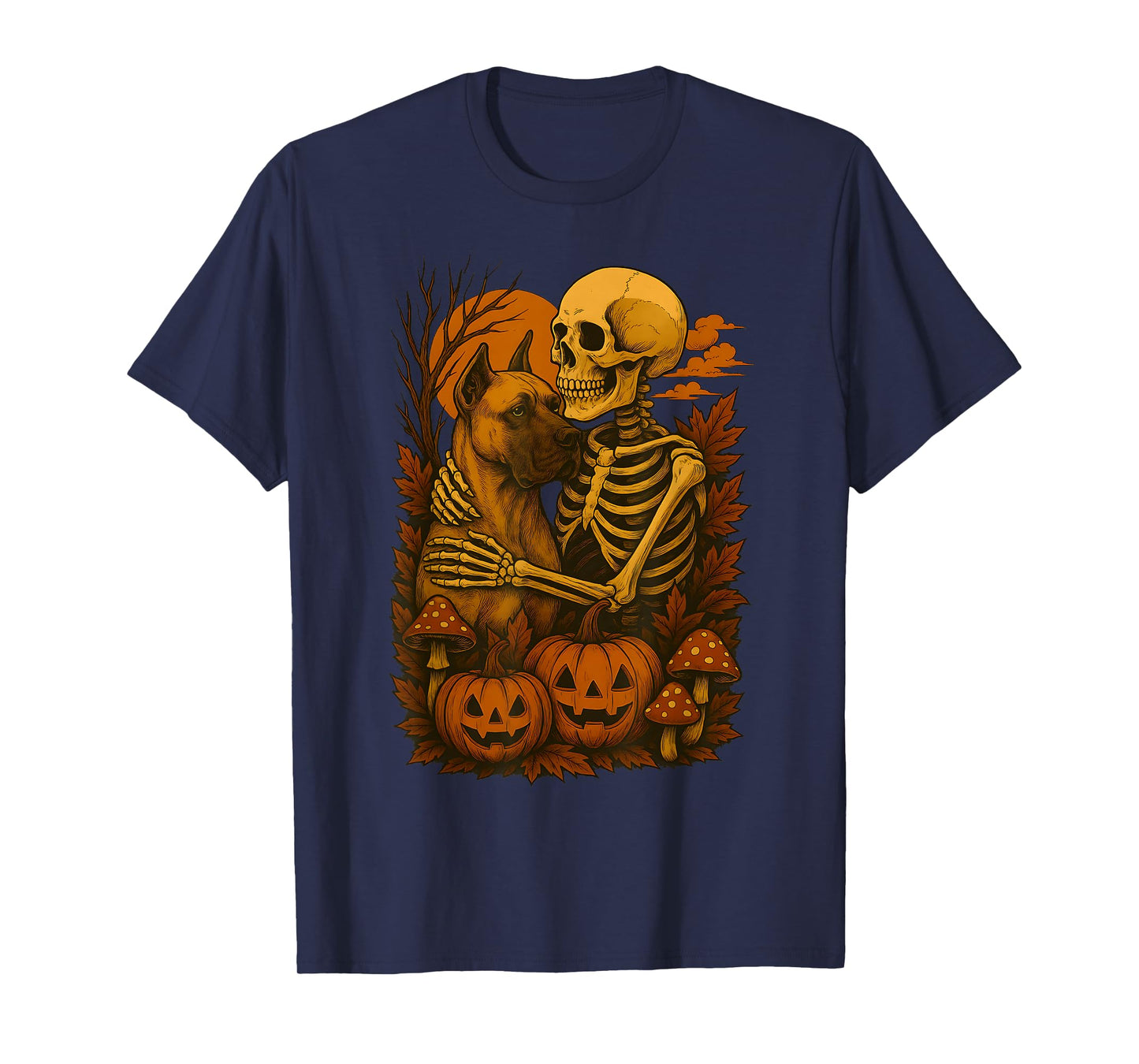Skeleton Hugging Great Dane T-Shirt