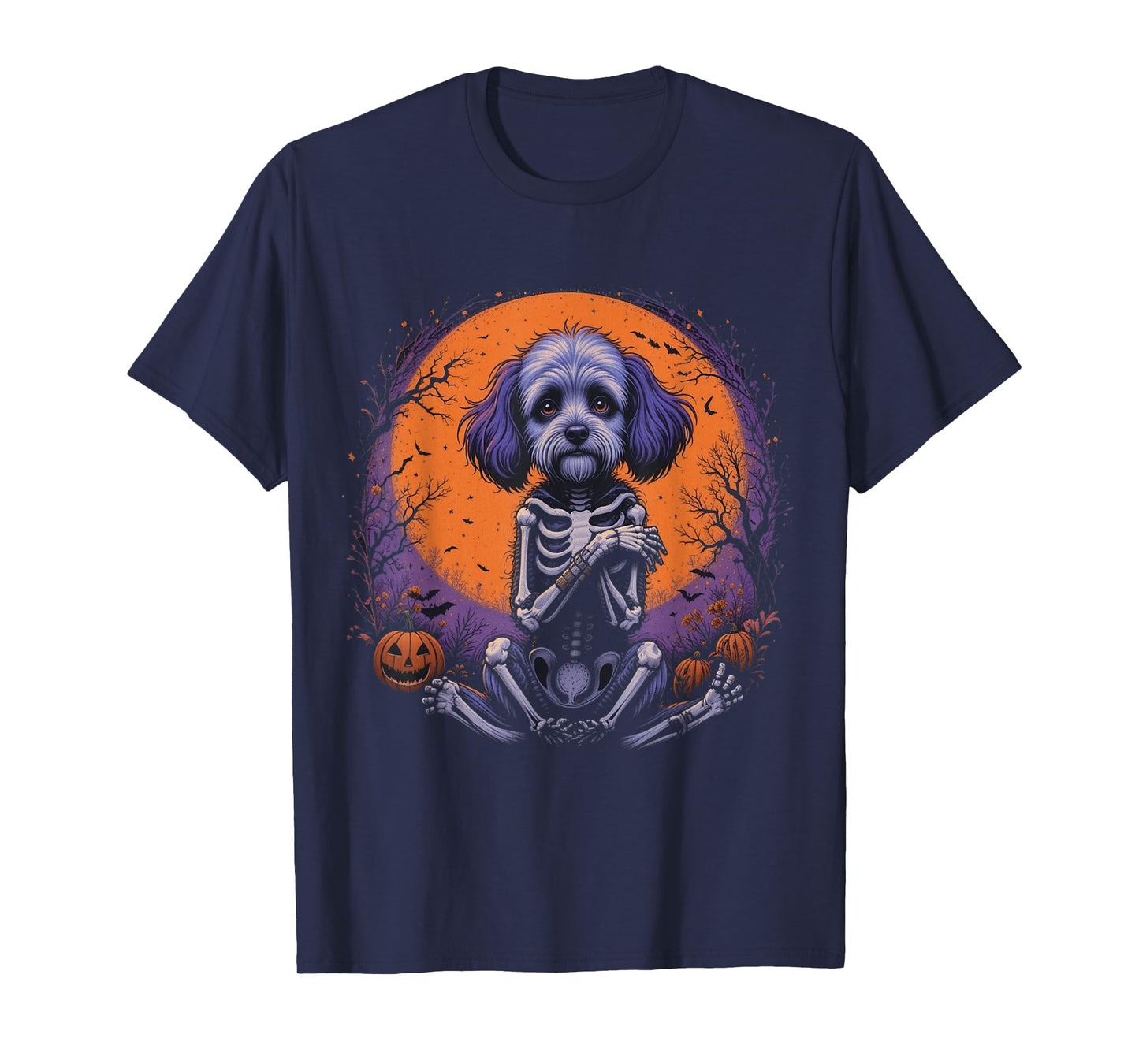 Skeleton Hugging Cavapoo Cockapoo Halloween Lover Mom Dad T-Shirt