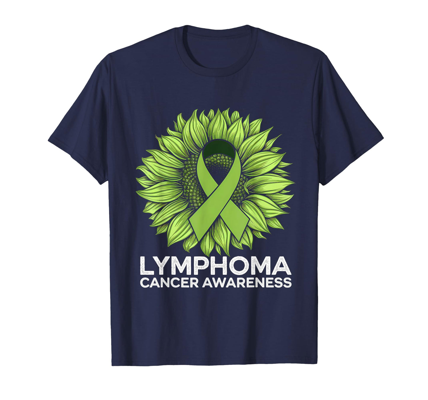 Lymphoma Cancer Awareness Sunflower Green Ribbon T-Shirt